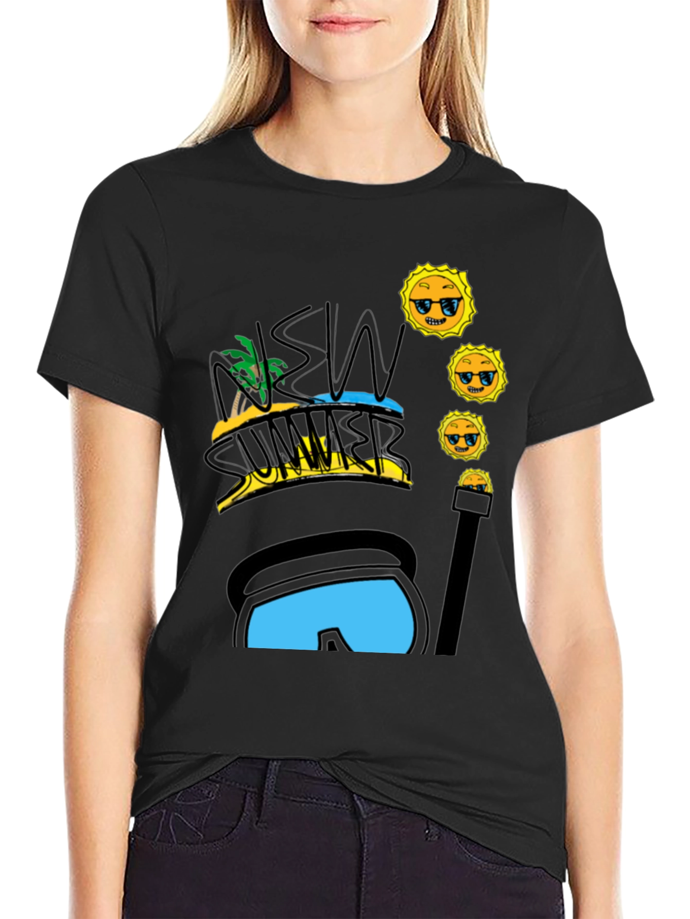 Black New Summer T-Shirt Cool Design view 2