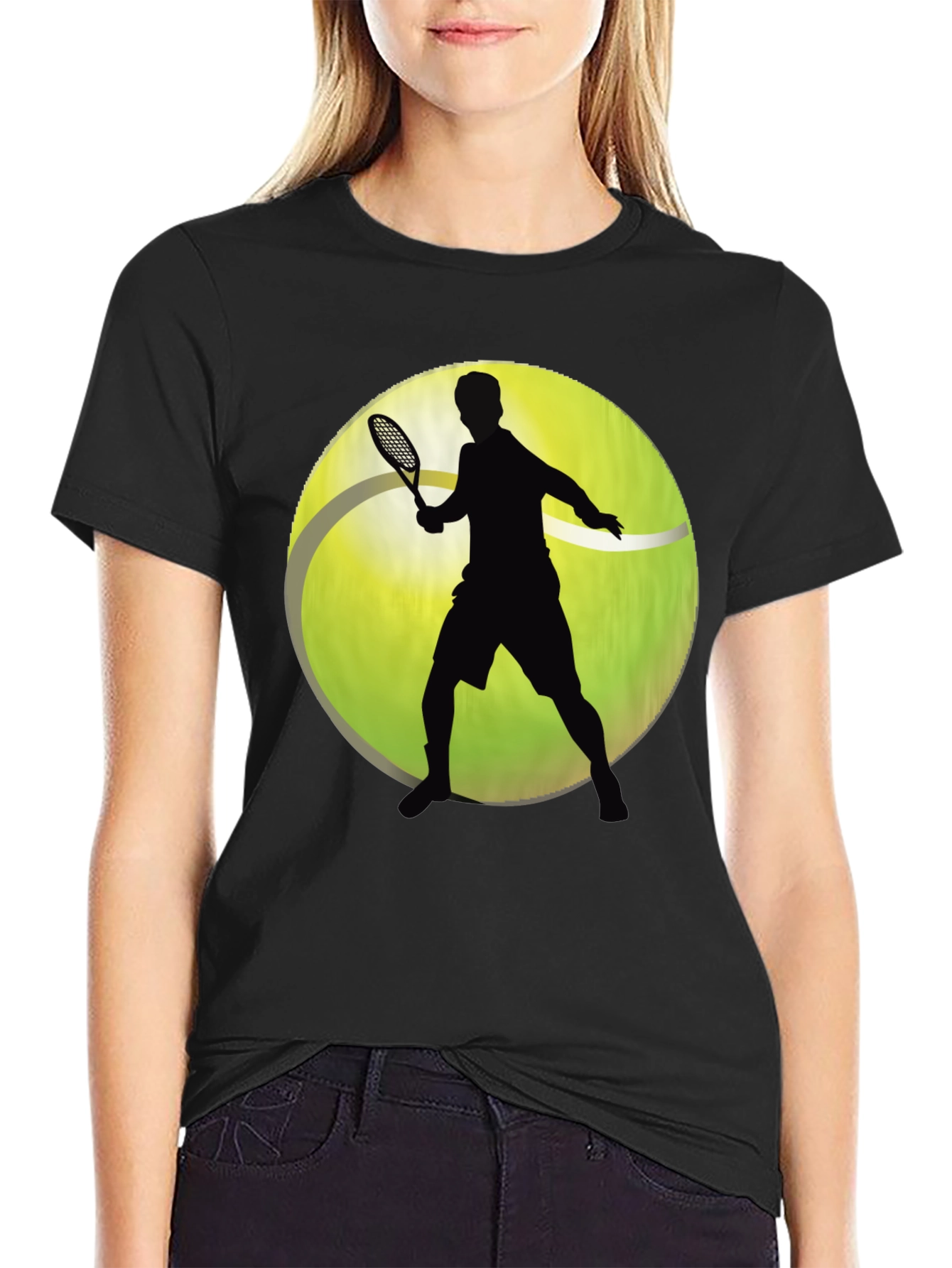 Tennis Player Graphic T-Shirt - Sporty Black Tee - 2