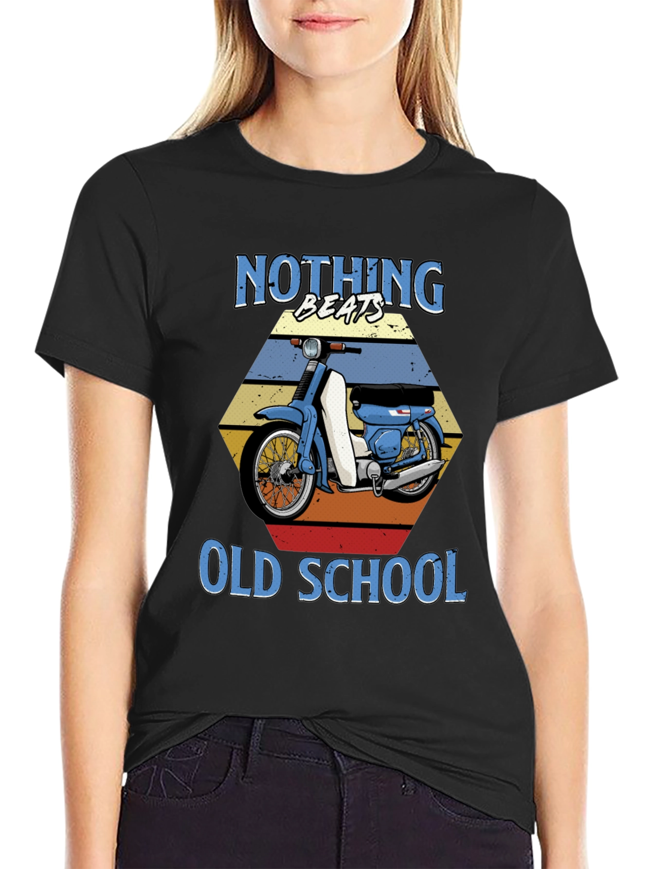 Black Nothing Beats Old School Motorcycle T-Shirt view 2