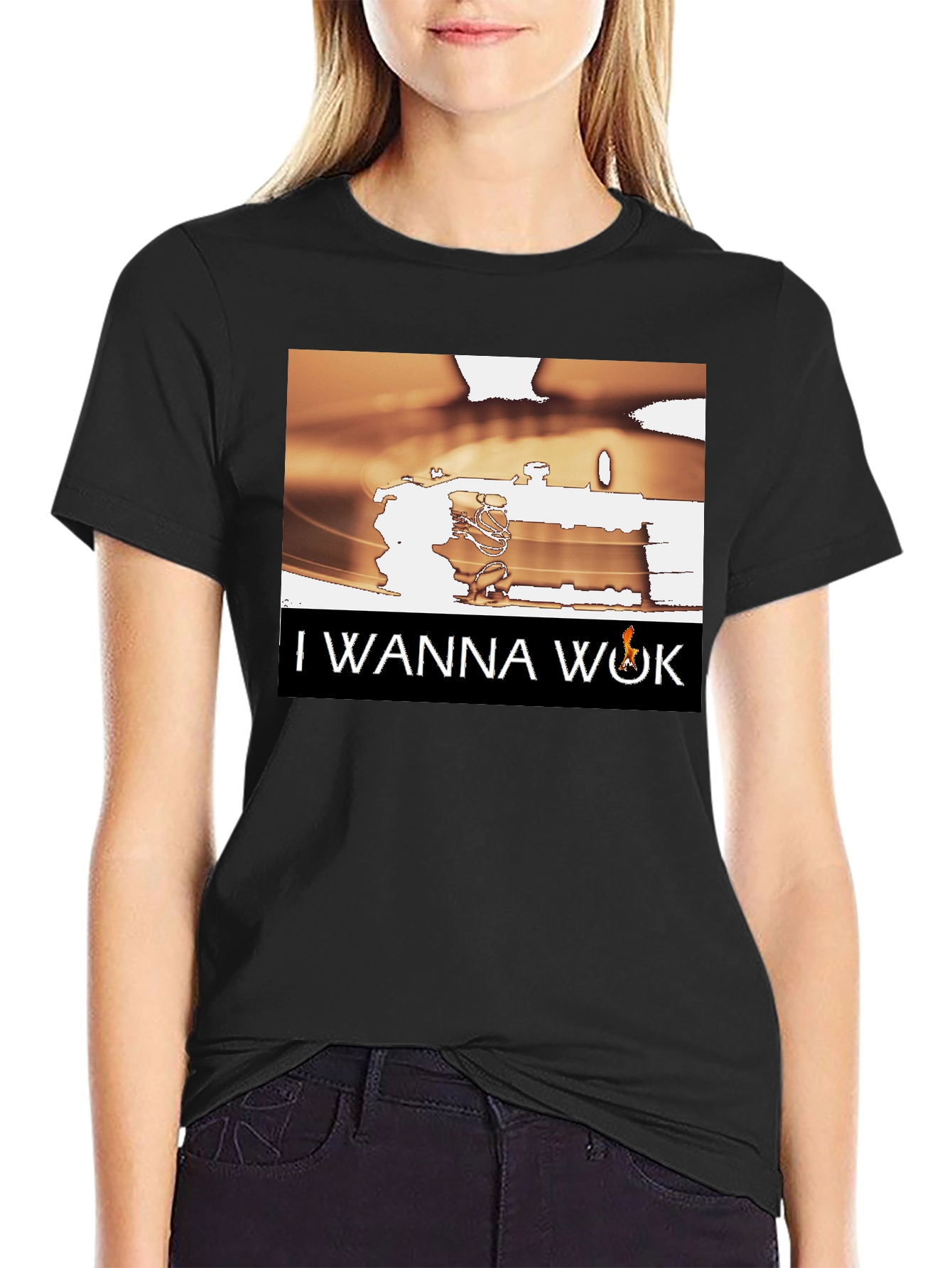 Black I Wanna Wok Graphic T-Shirt view 2