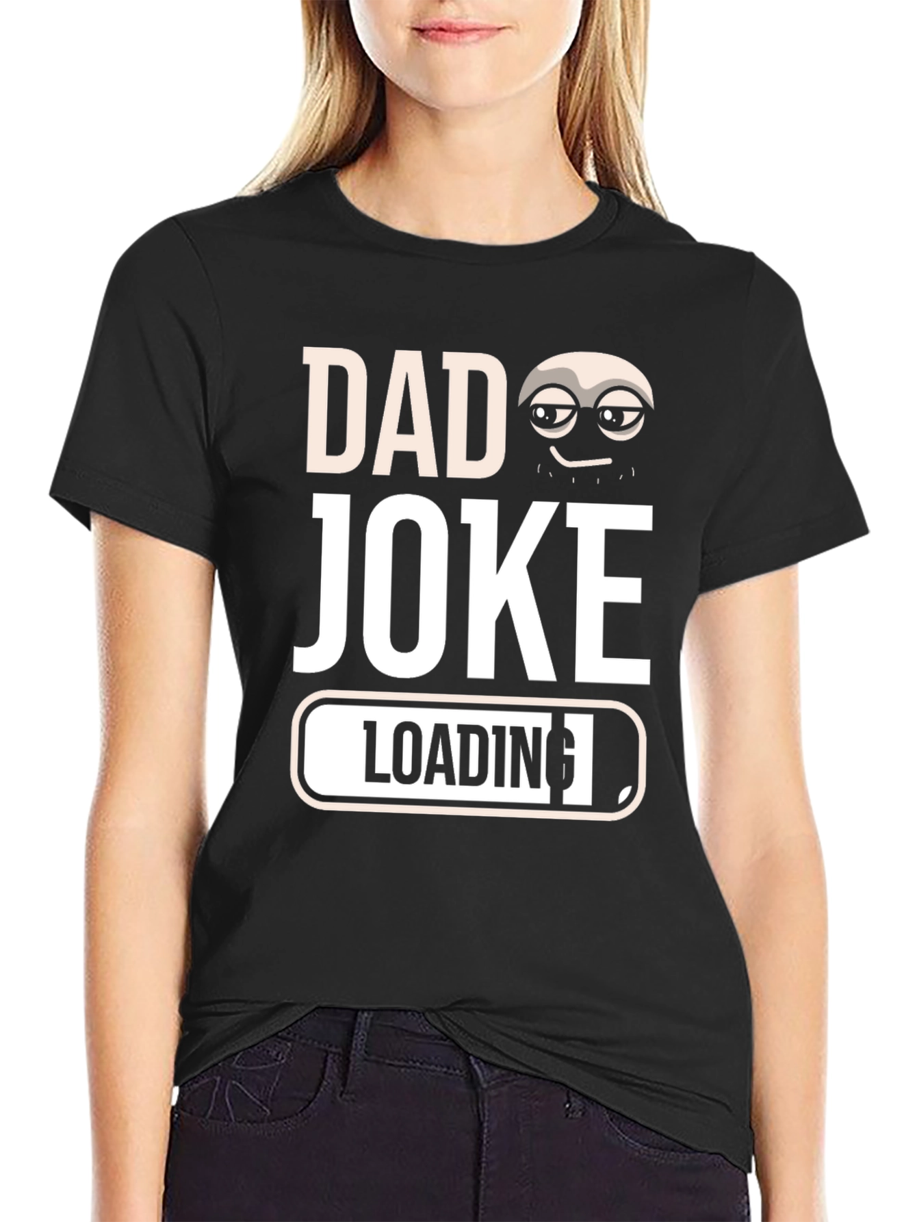 Black Dad Joke Loading T-Shirt - Funny Father's Day Tee view 2