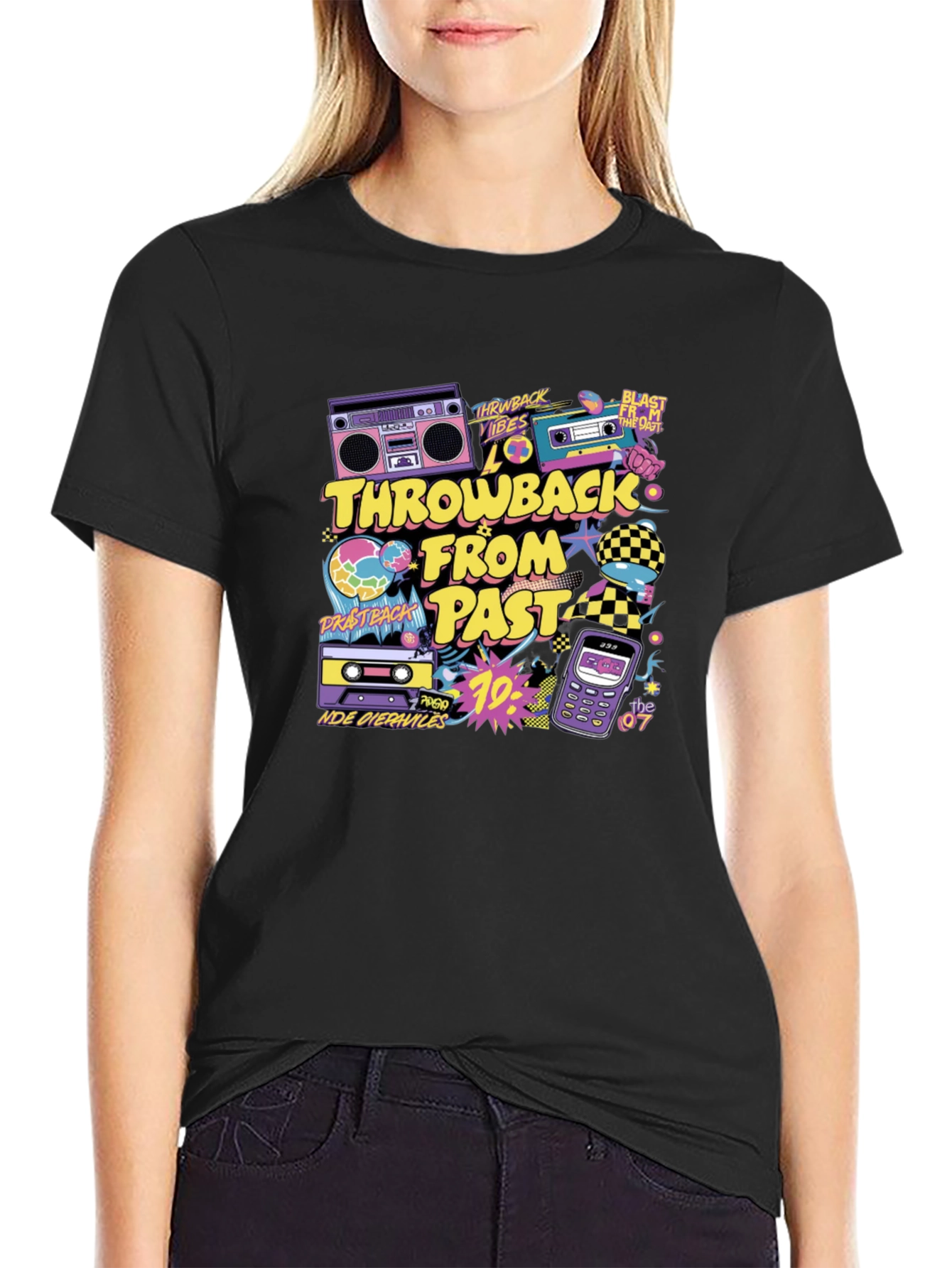 Black Throwback From Past Graphic Tee view 2