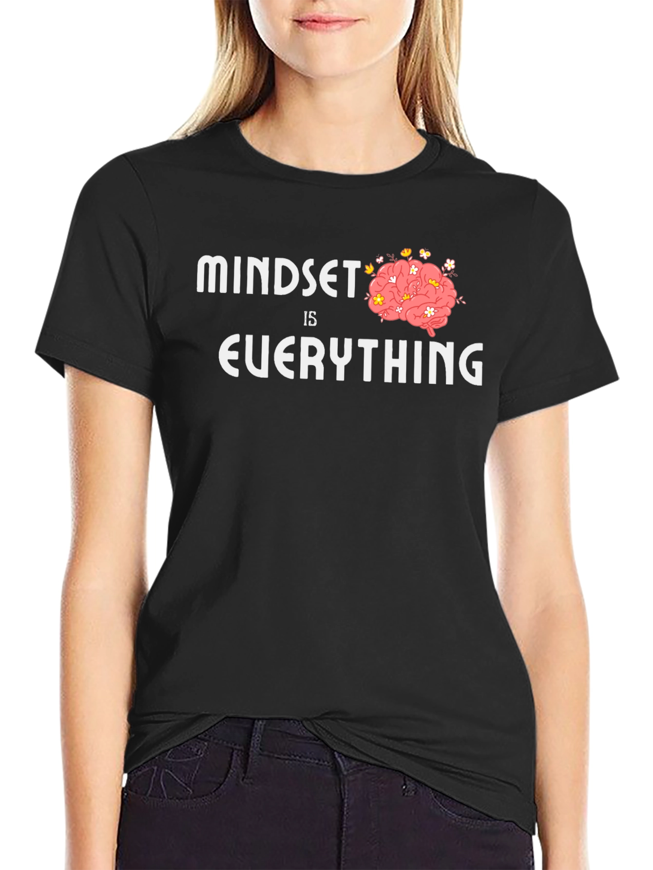 Black Mindset is Everything Graphic Tee - Positive Thinking Shirt view 2