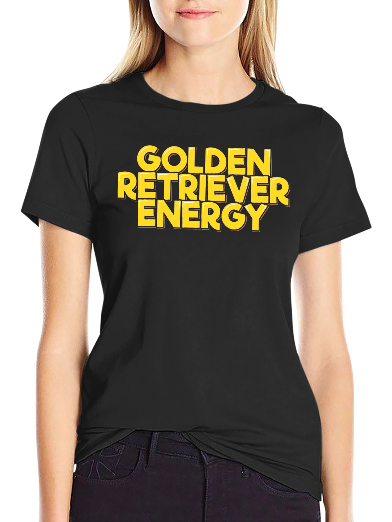 Black Golden Retriever Energy Black T-Shirt view 2