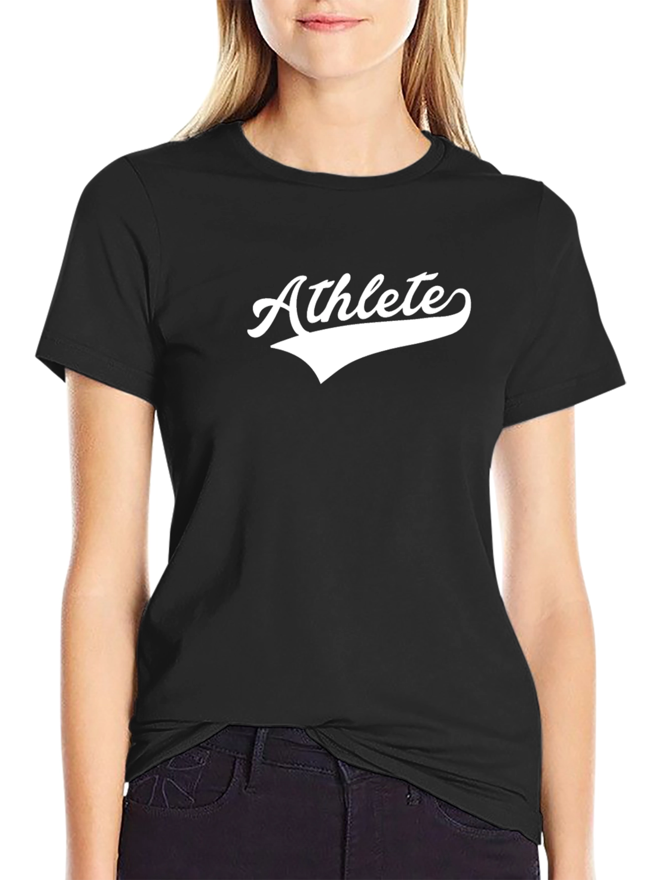 Black Athlete Graphic Print Black Cotton T-Shirt view 2