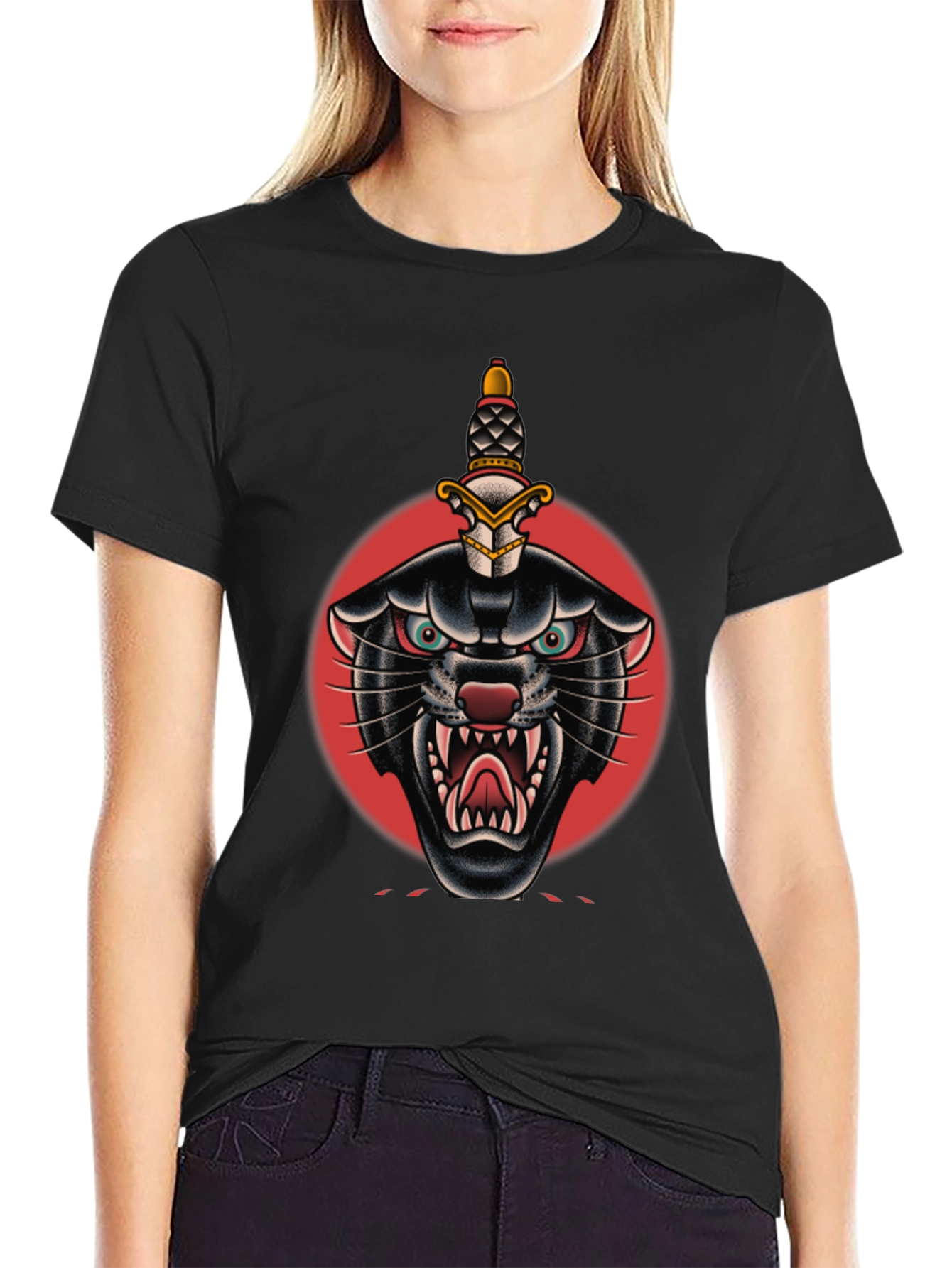 Black Black Panther Dagger Graphic Tee - Bold Streetwear Style view 2