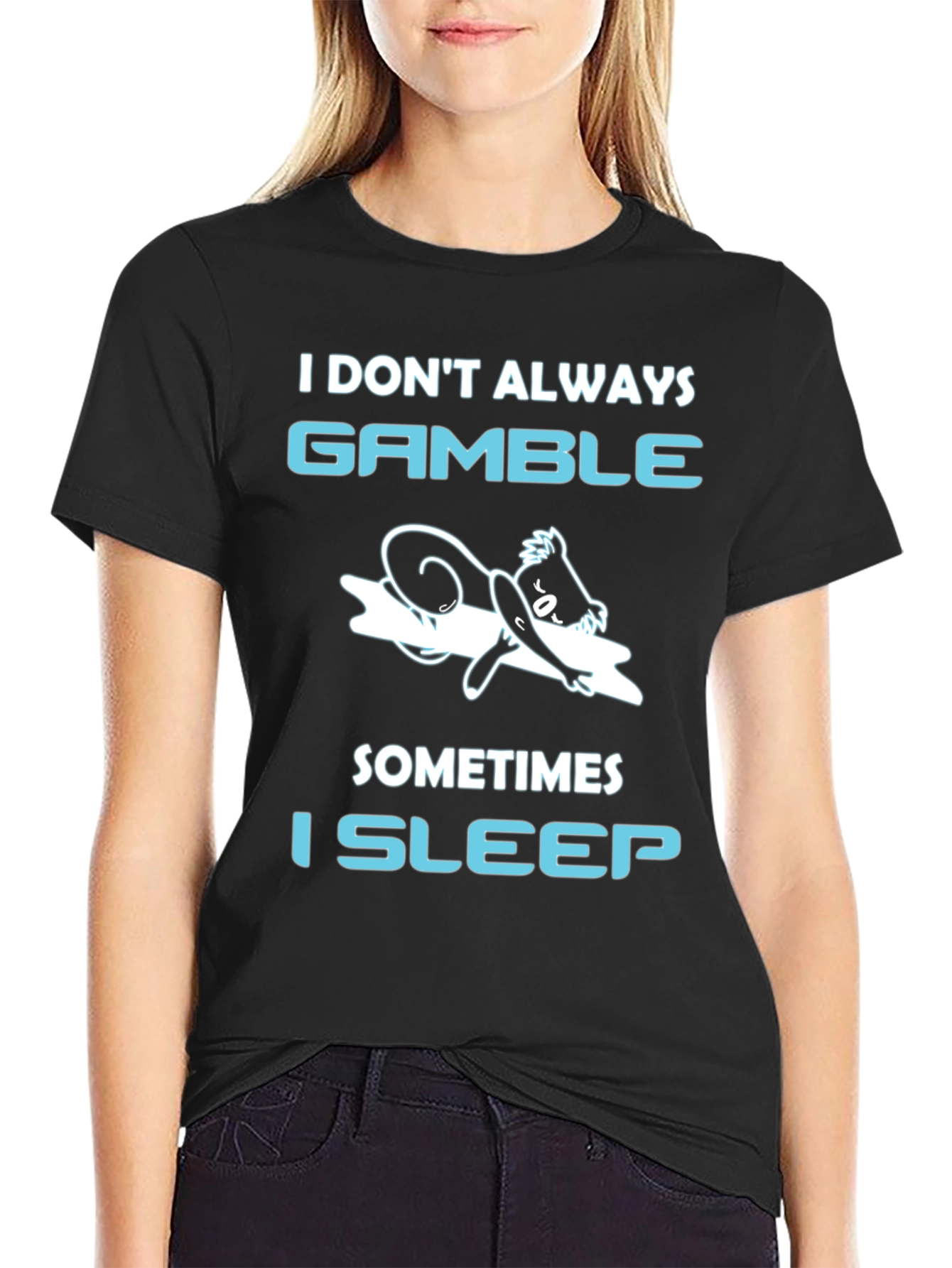 Black Gamble Sleep T-Shirt Funny Gambling Tee view 2