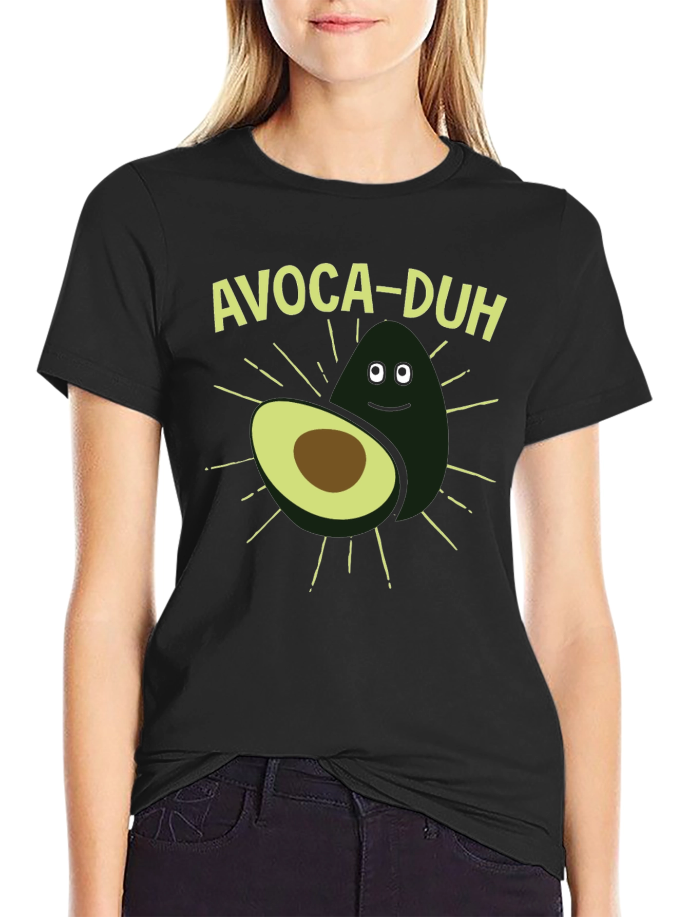 Black Avoca-duh Funny Avocado Graphic T-Shirt view 2