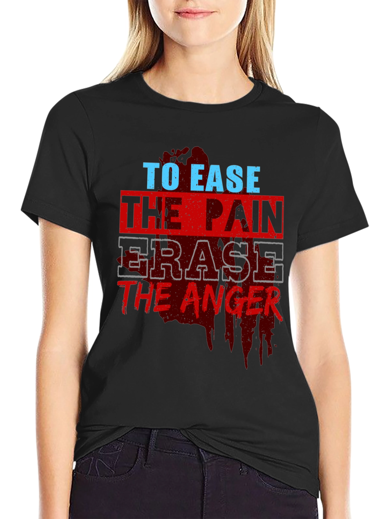 Black To Ease the Pain Men's Black Graphic T-Shirt view 2