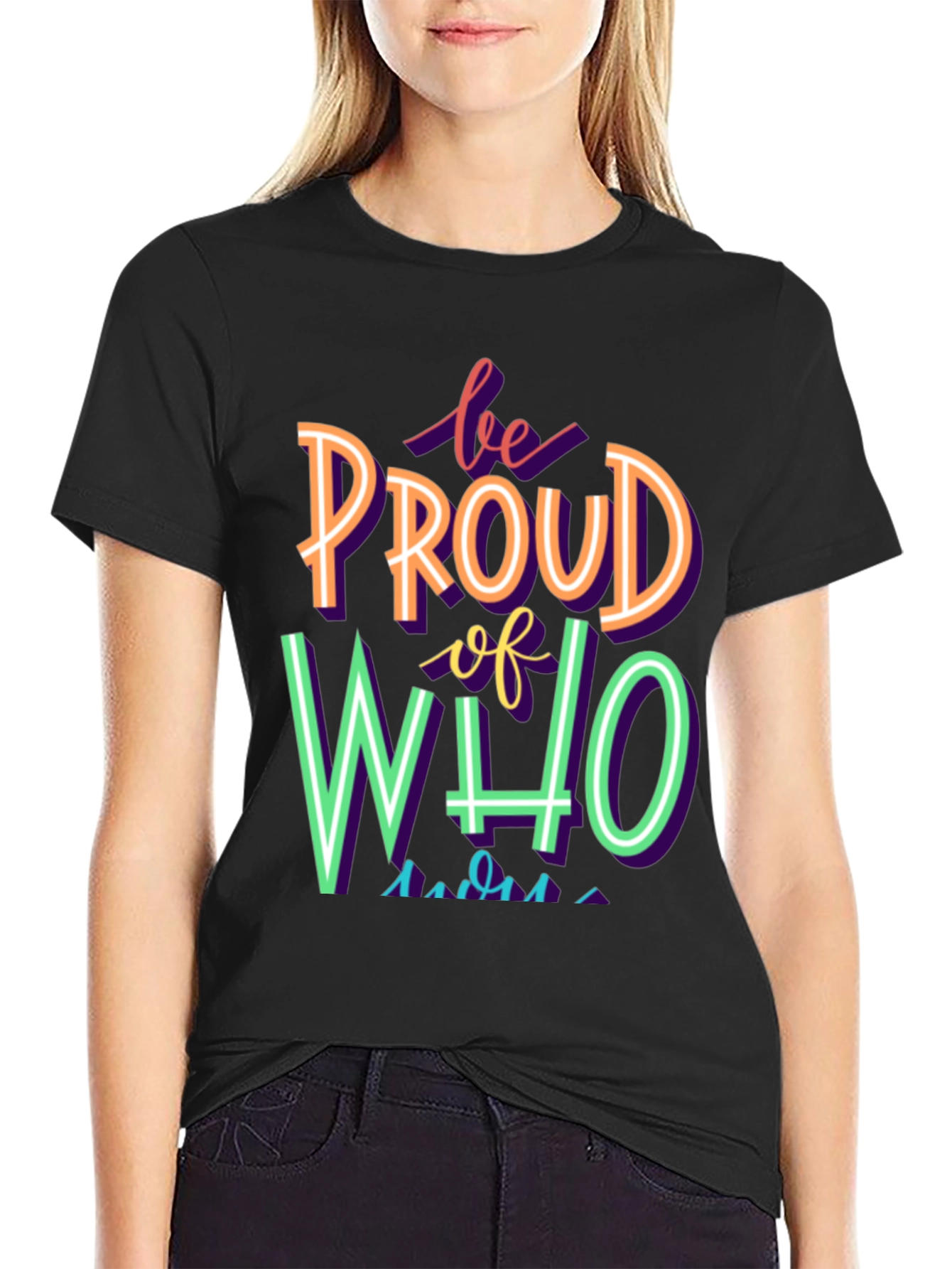 Black Be Proud T-Shirt - Colorful Pride Tee view 2