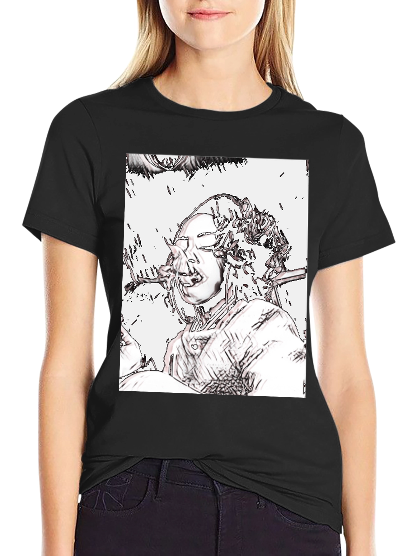 Black Edgy Graphic Tee - Unique Artistic Design view 2