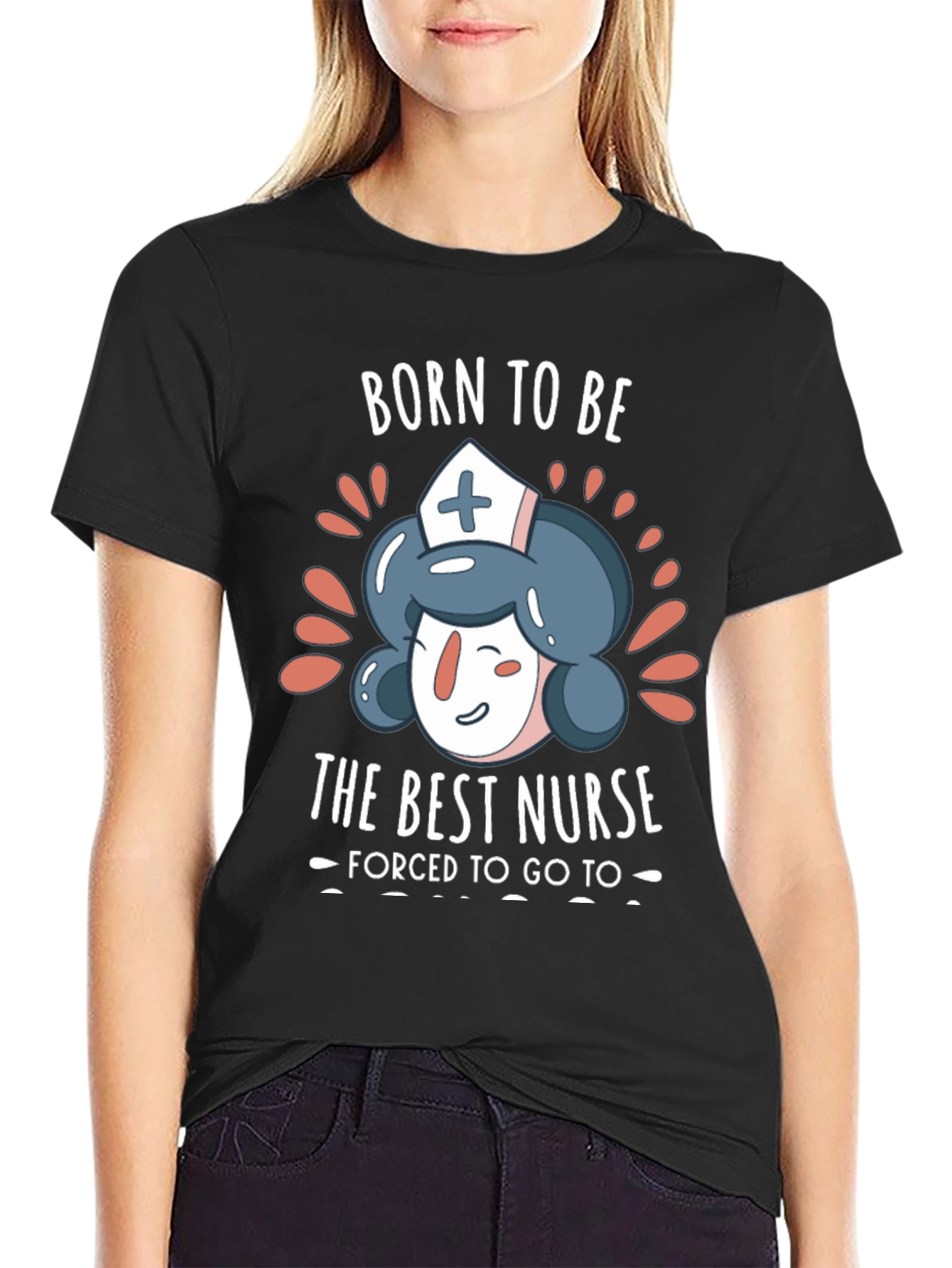 Black Born to Be The Best Nurse T-Shirt view 2