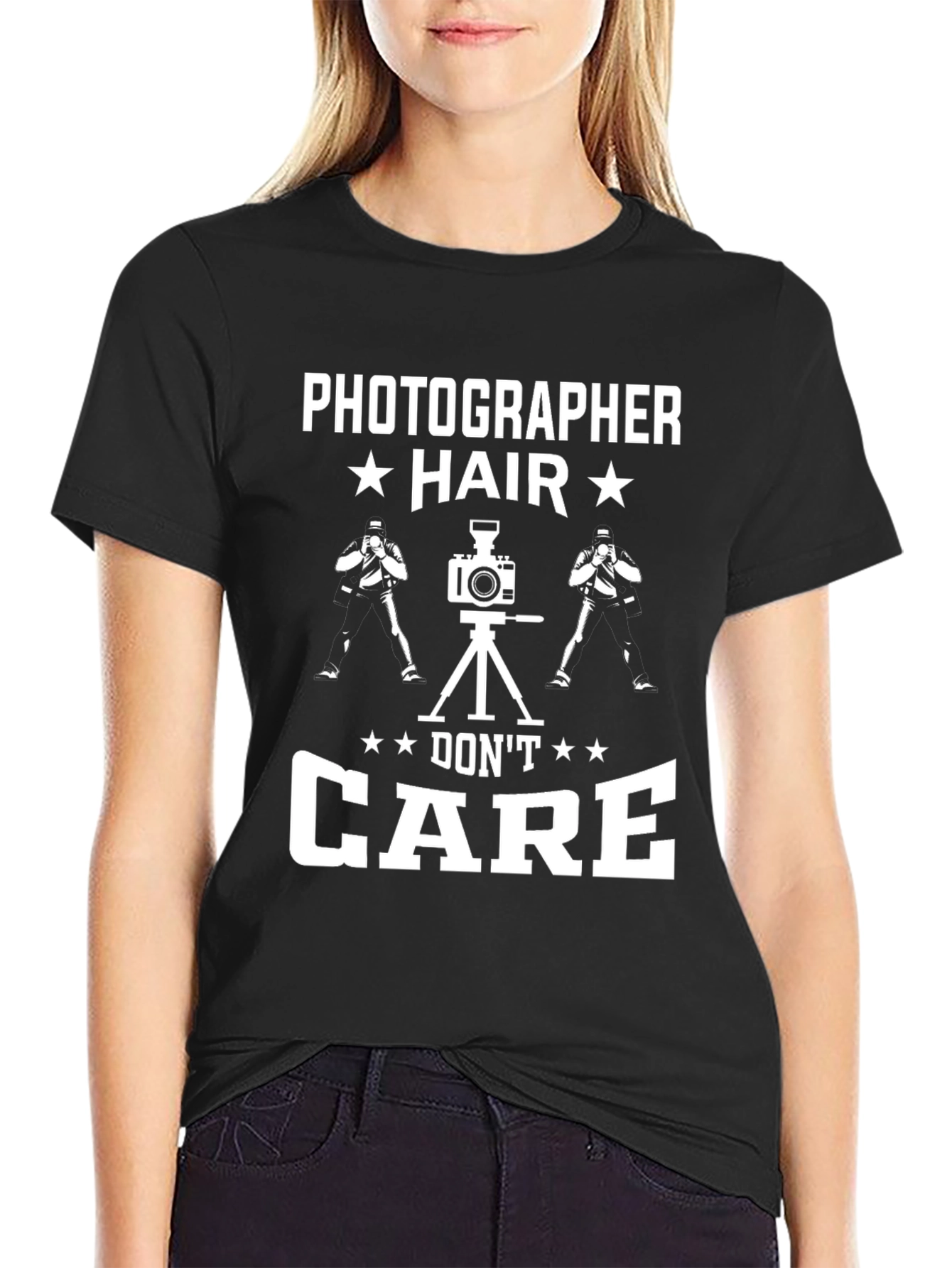 Black Photographer Hair Don't Care T-Shirt view 2