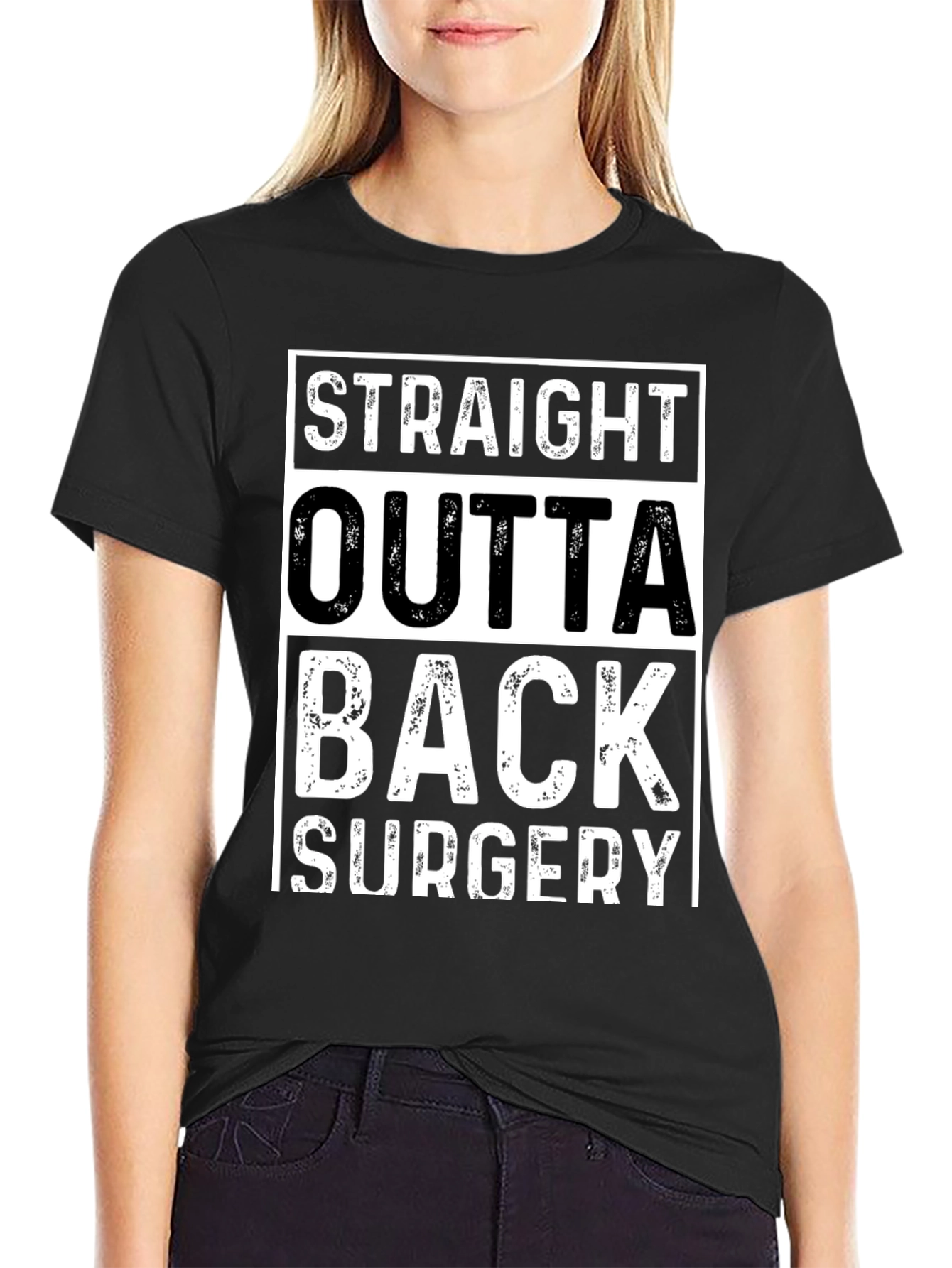 Black Straight Outta Back Surgery T-Shirt view 2