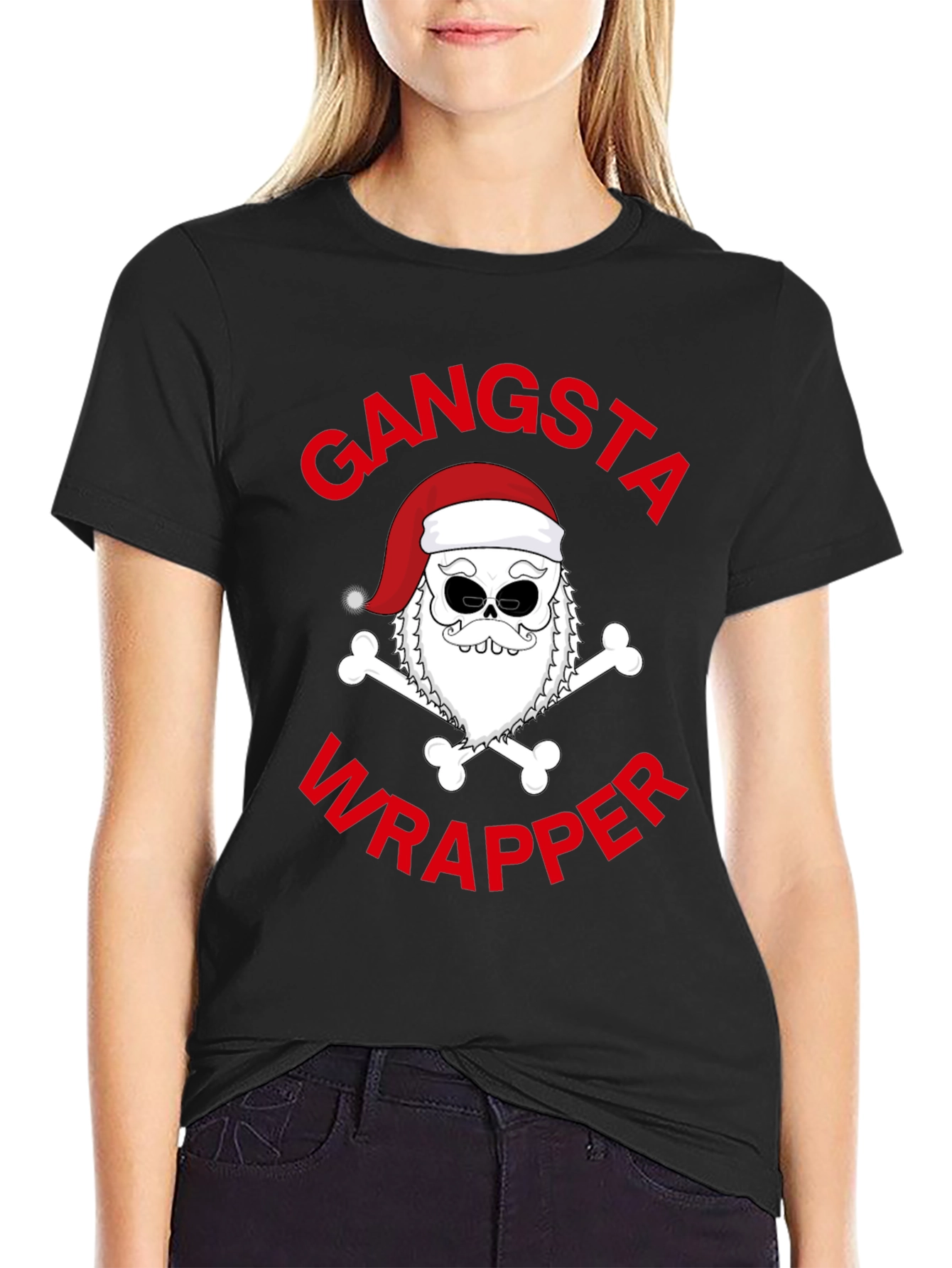Black Gangsta Wrapper Santa T-Shirt view 2