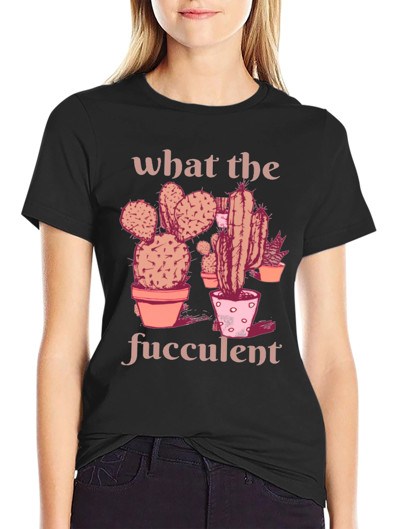 Black What the Fucculent T-Shirt - Black Graphic Tee view 2