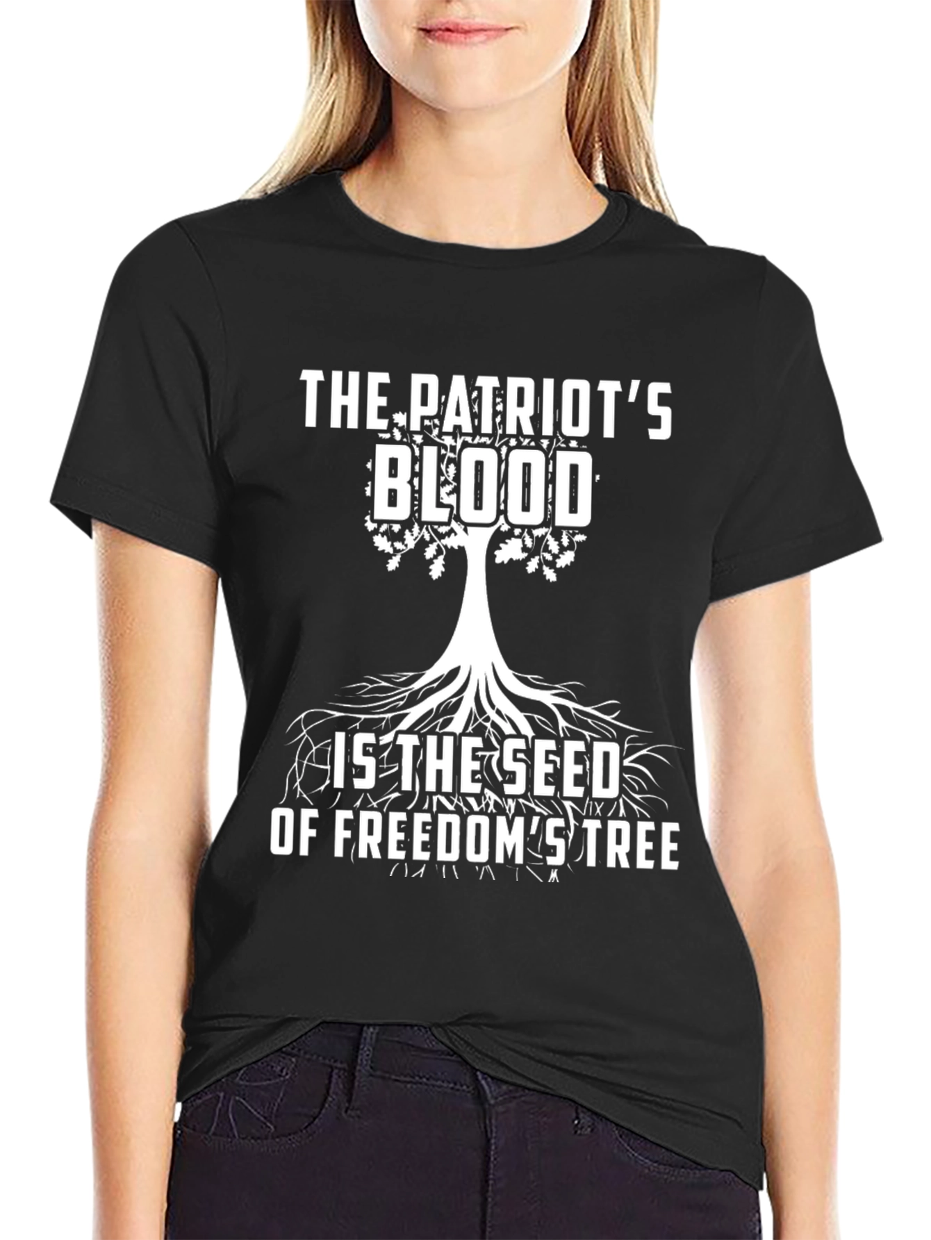 Black Patriot's Blood Freedom Tree Graphic Tee - Black view 2