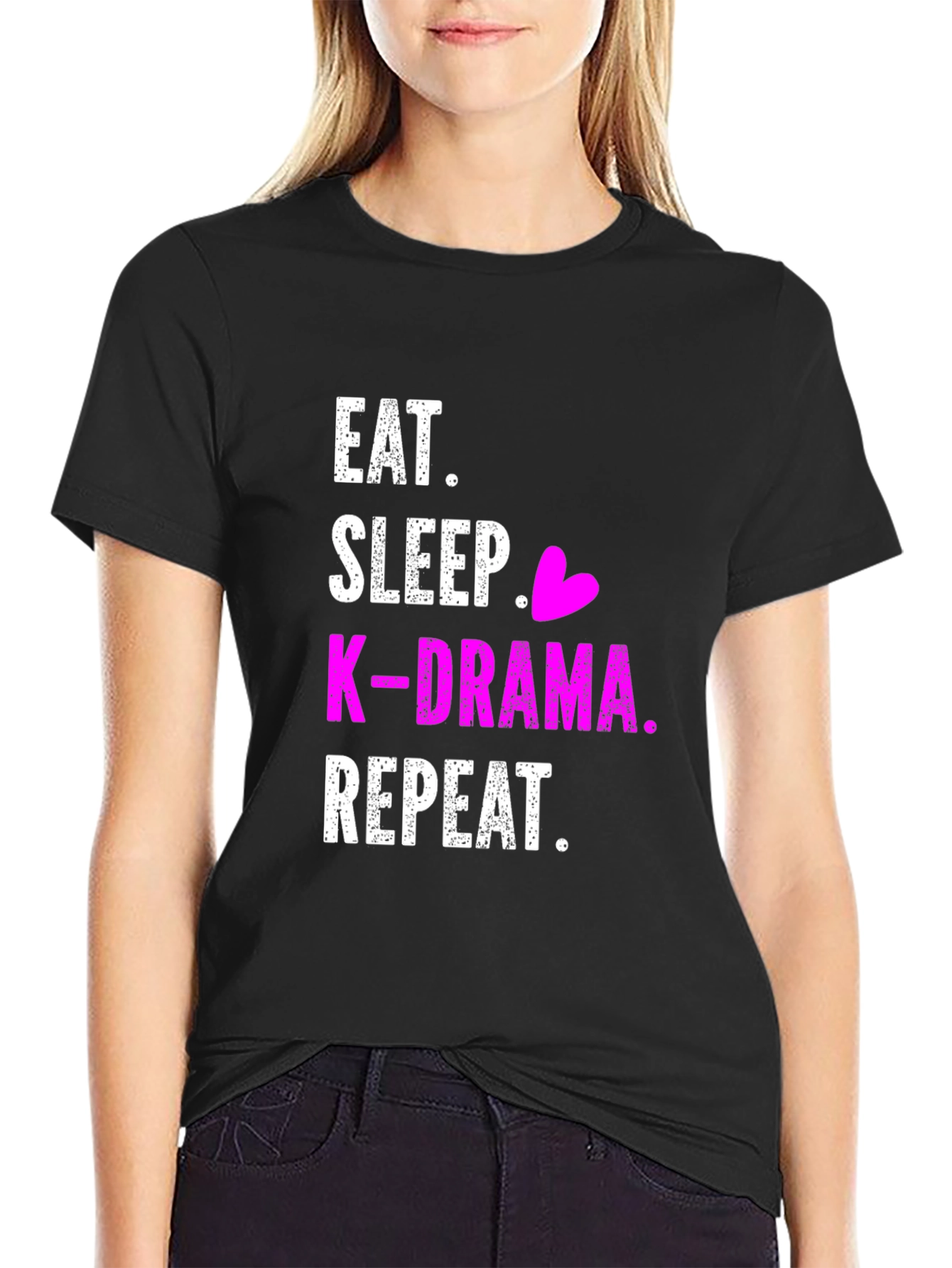 Eat Sleep K-Drama Repeat Black T-Shirt - 2