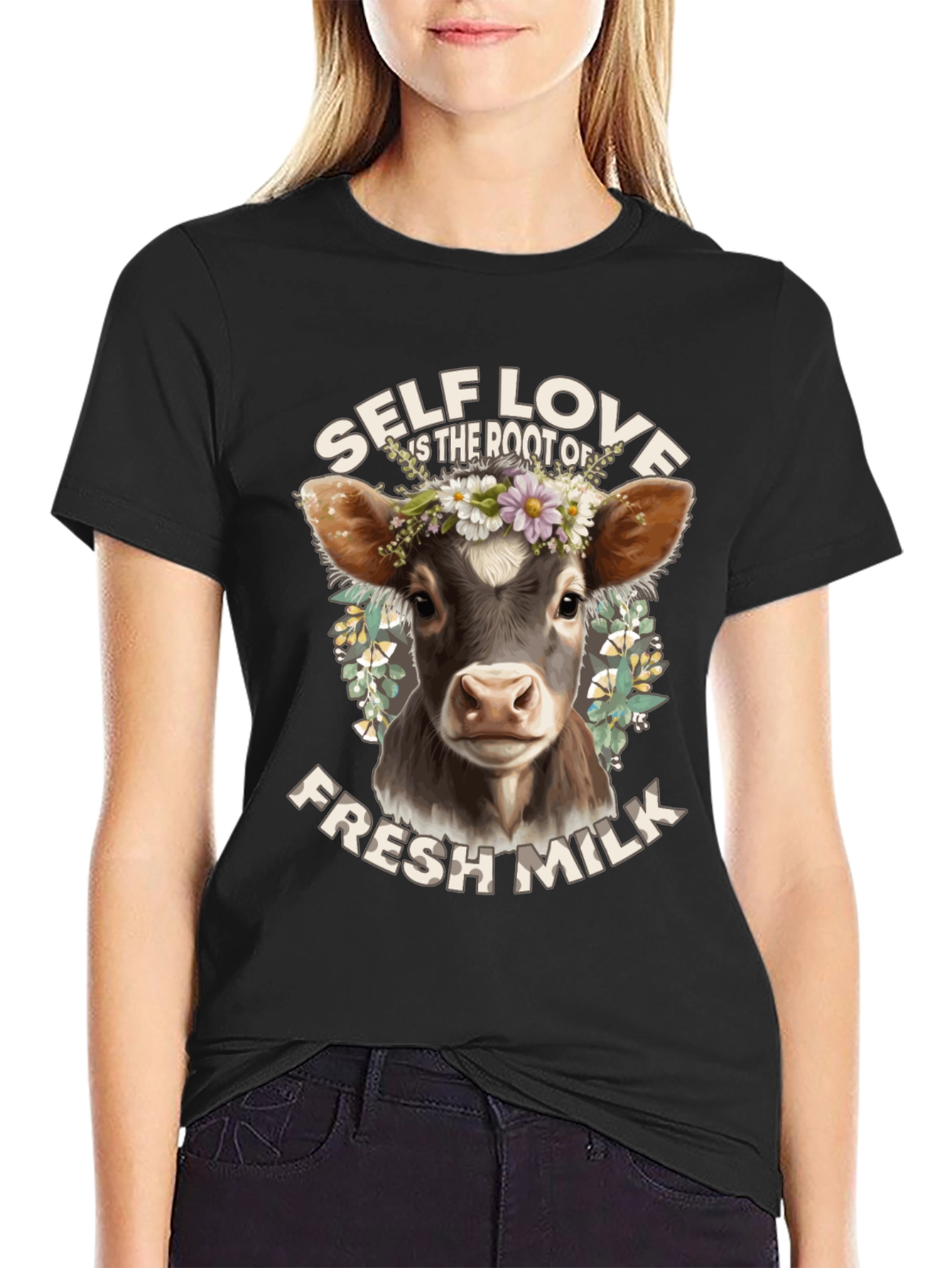 Black Self Love Fresh Milk Graphic Tee view 2