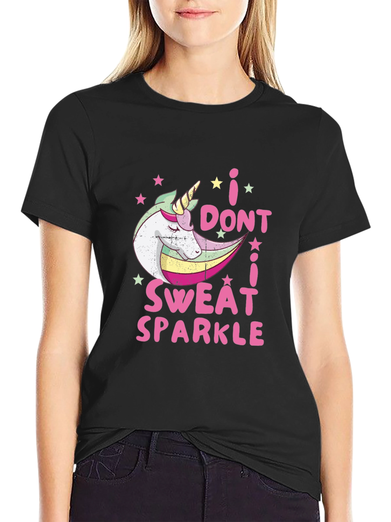 Black I Don't Sweat I Sparkle T-Shirt view 2