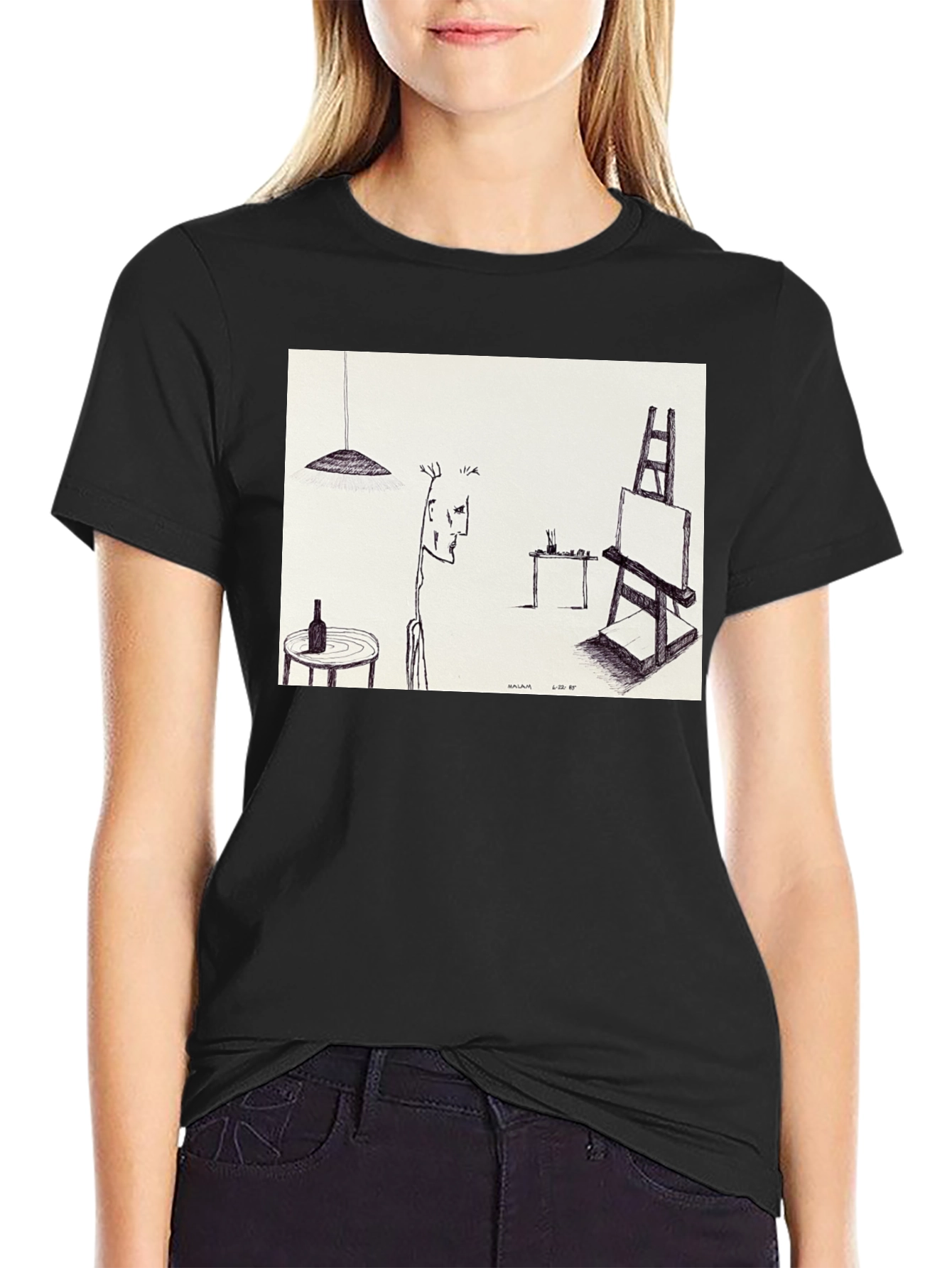 Black Abstract Art Black T-Shirt view 2