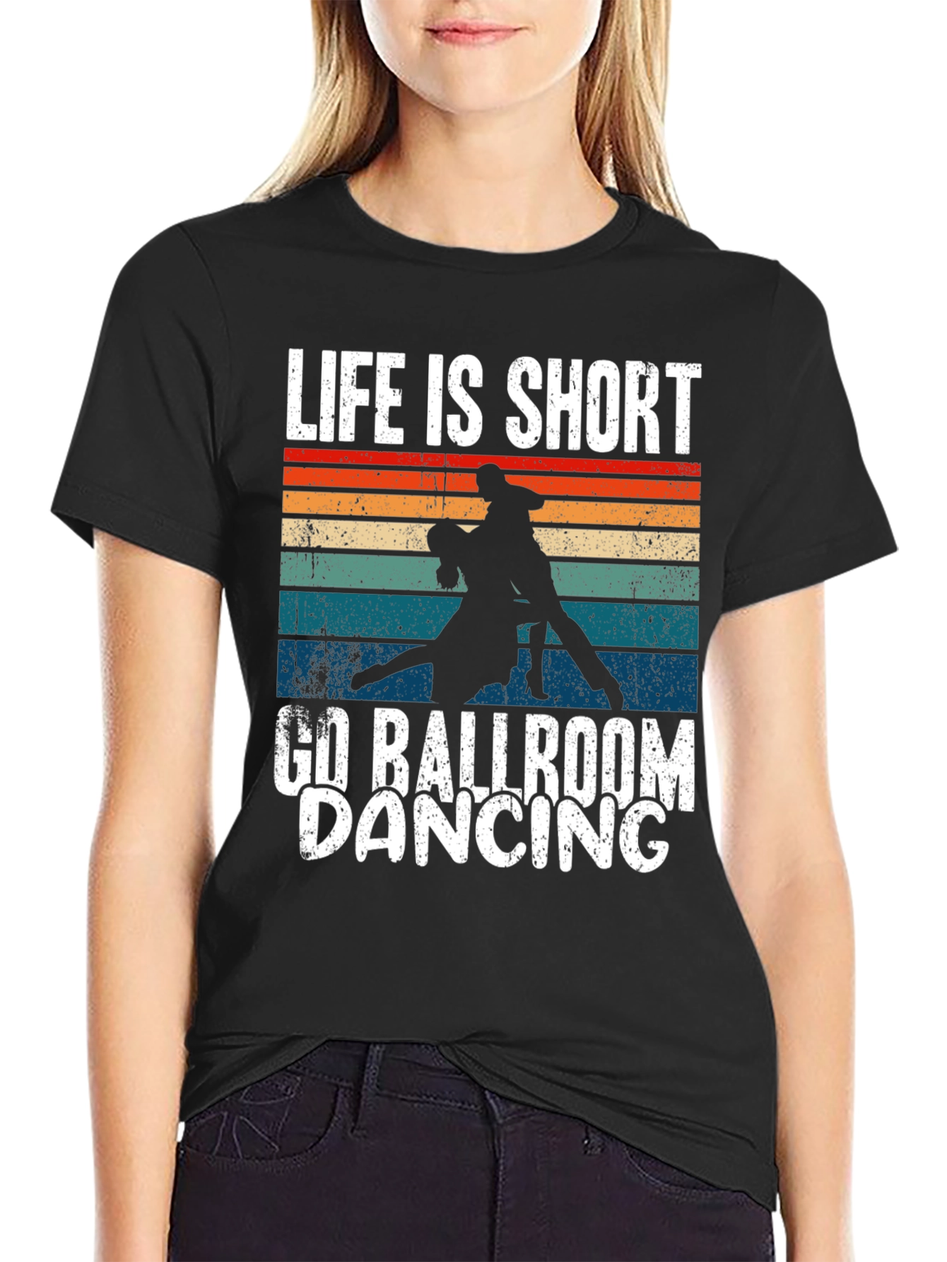 Black Life is Short Ballroom Dancing T-Shirt view 2