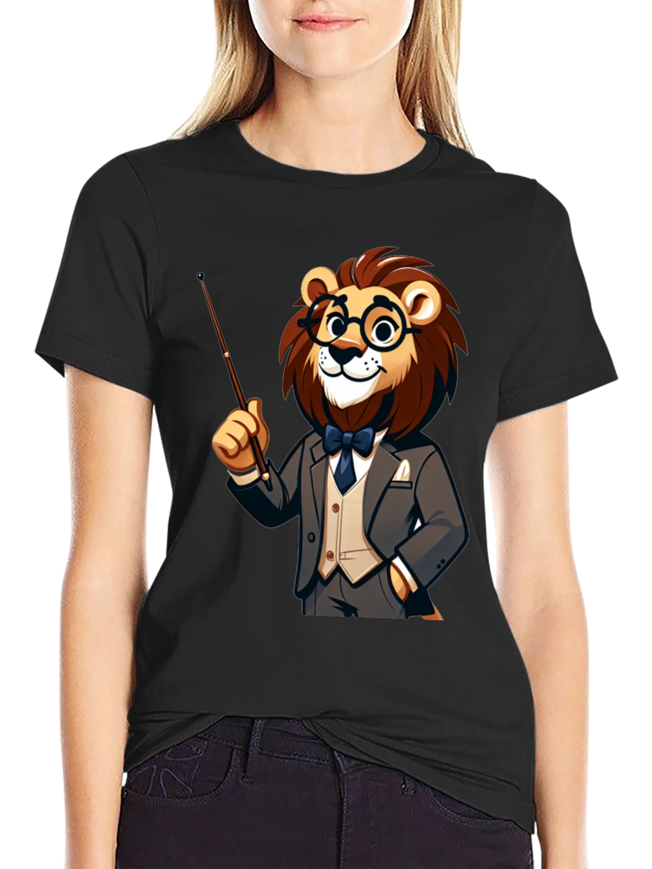 Black Lion Professor T-Shirt - Intellectual Animal Tee view 2