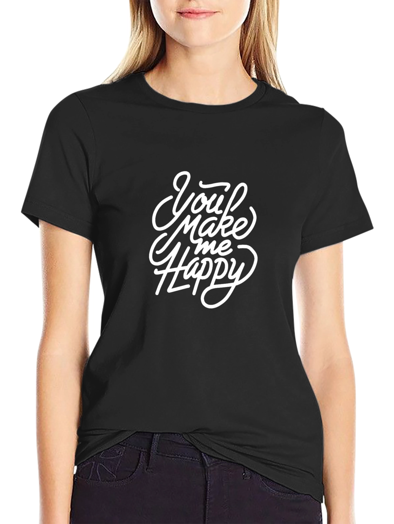 Black You Make Me Happy Black Graphic Tee view 2