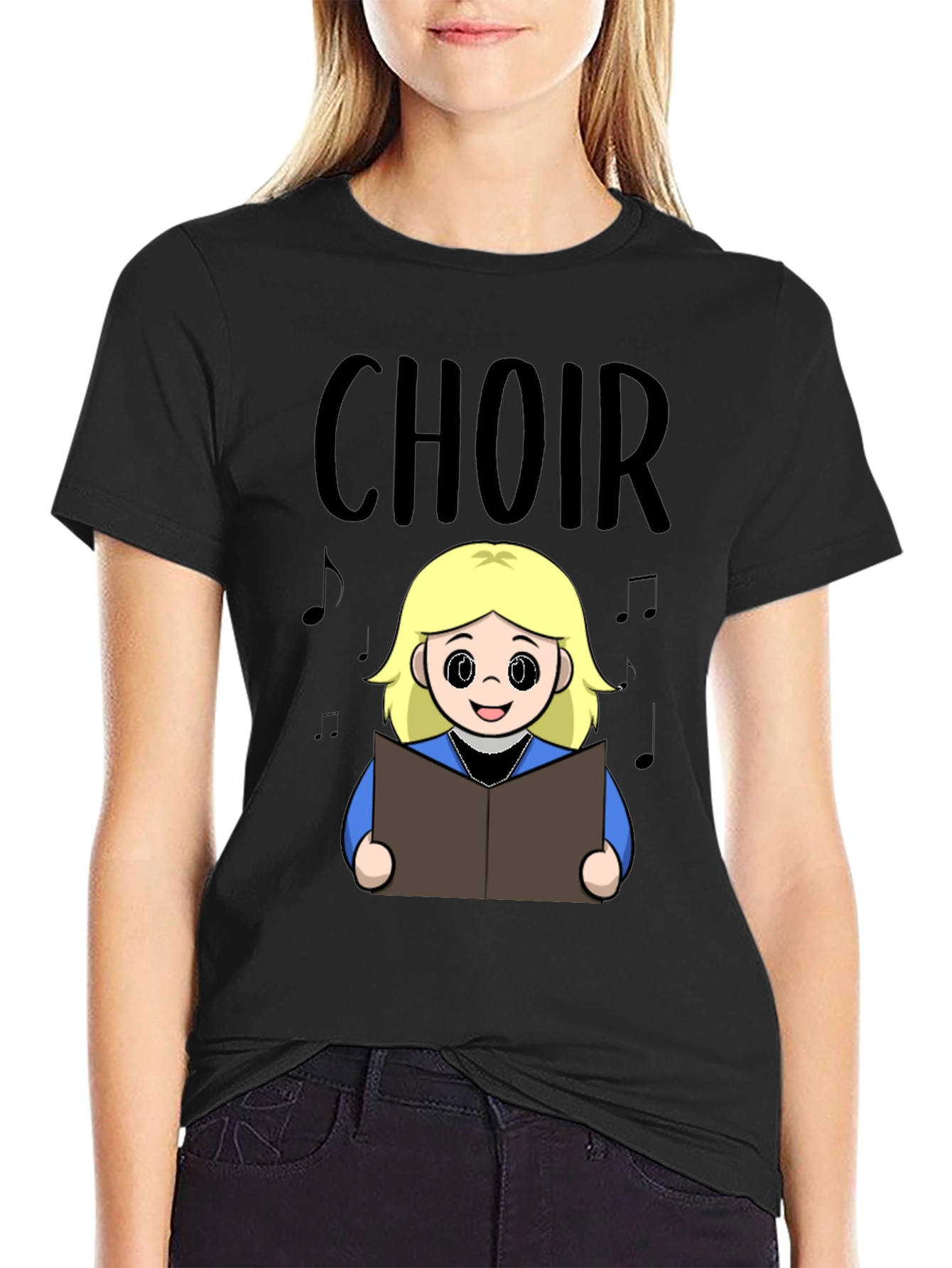 Black Choir Girl Cartoon T-Shirt view 2