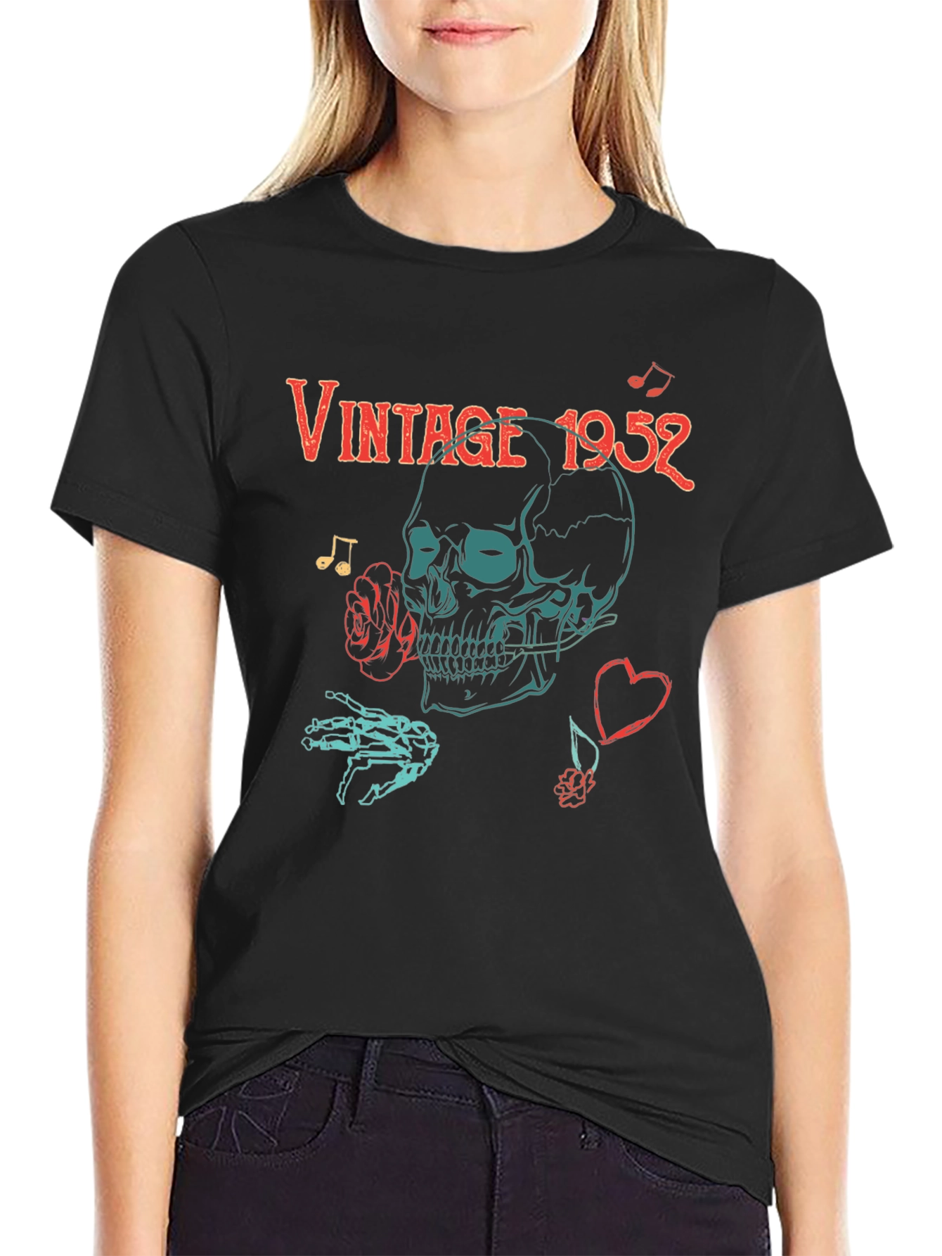 Black Vintage 1952 Skull Graphic T-Shirt view 2