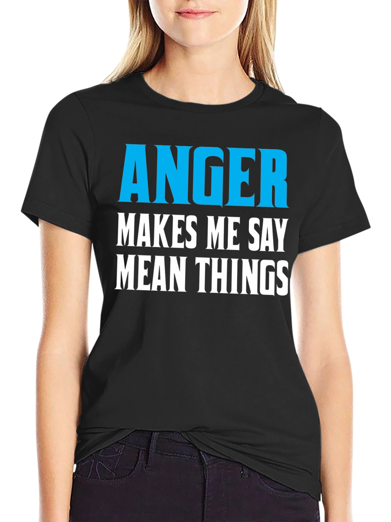 Black Anger Makes Me Say Mean Things Black Tee view 2
