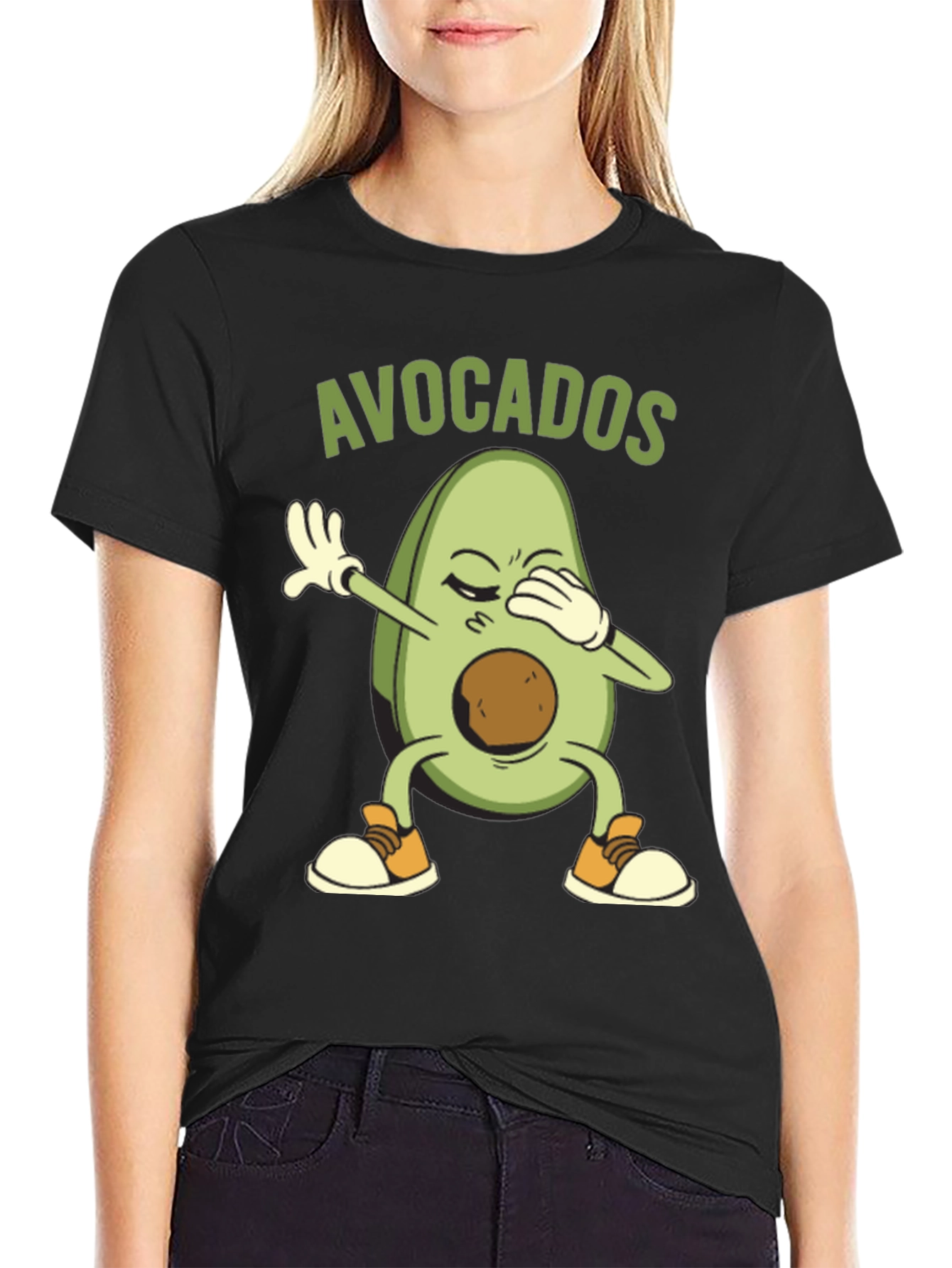 Black Avocado Dabbing Graphic Tee - Novelty T-Shirt view 2