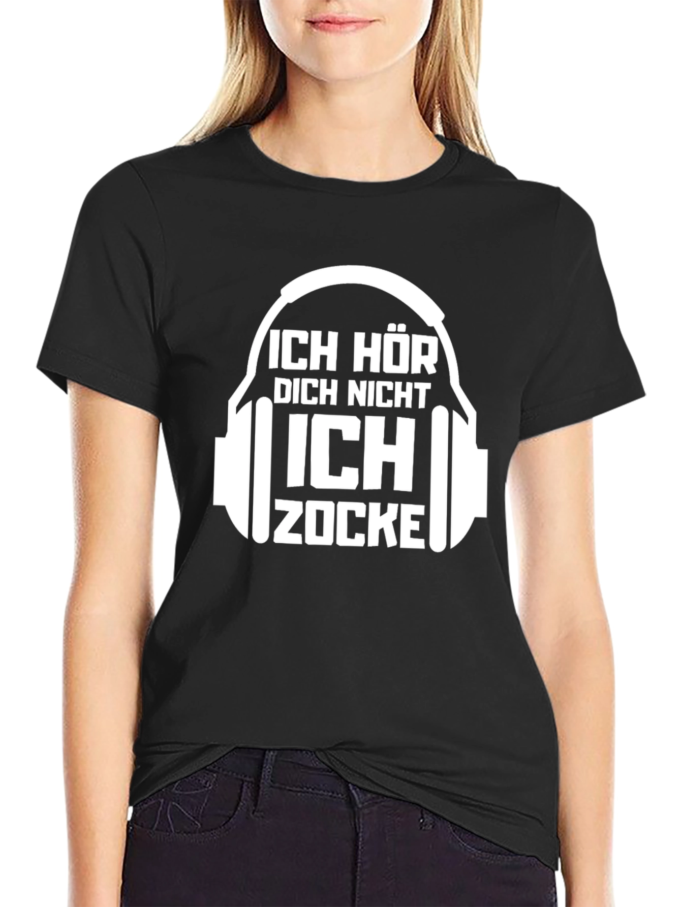 Black Ich Hore Dich Nicht Ich Zocke Black Tee view 2