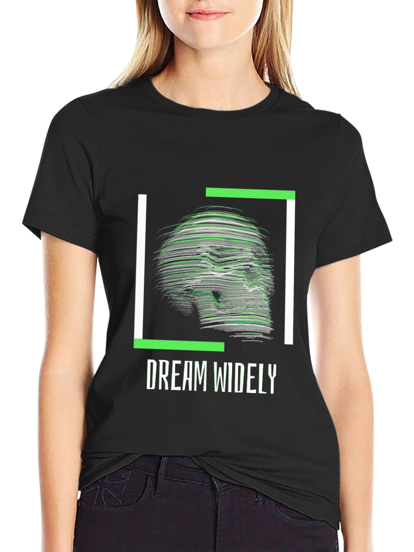 Black Dream Widely Graphic T-Shirt - Modern Skull Design view 2