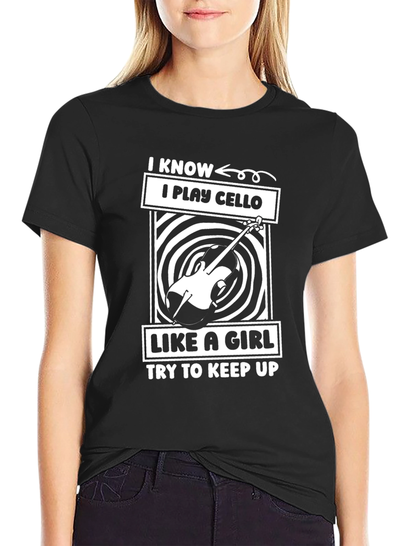 Black I Play Cello Like a Girl T-Shirt view 2