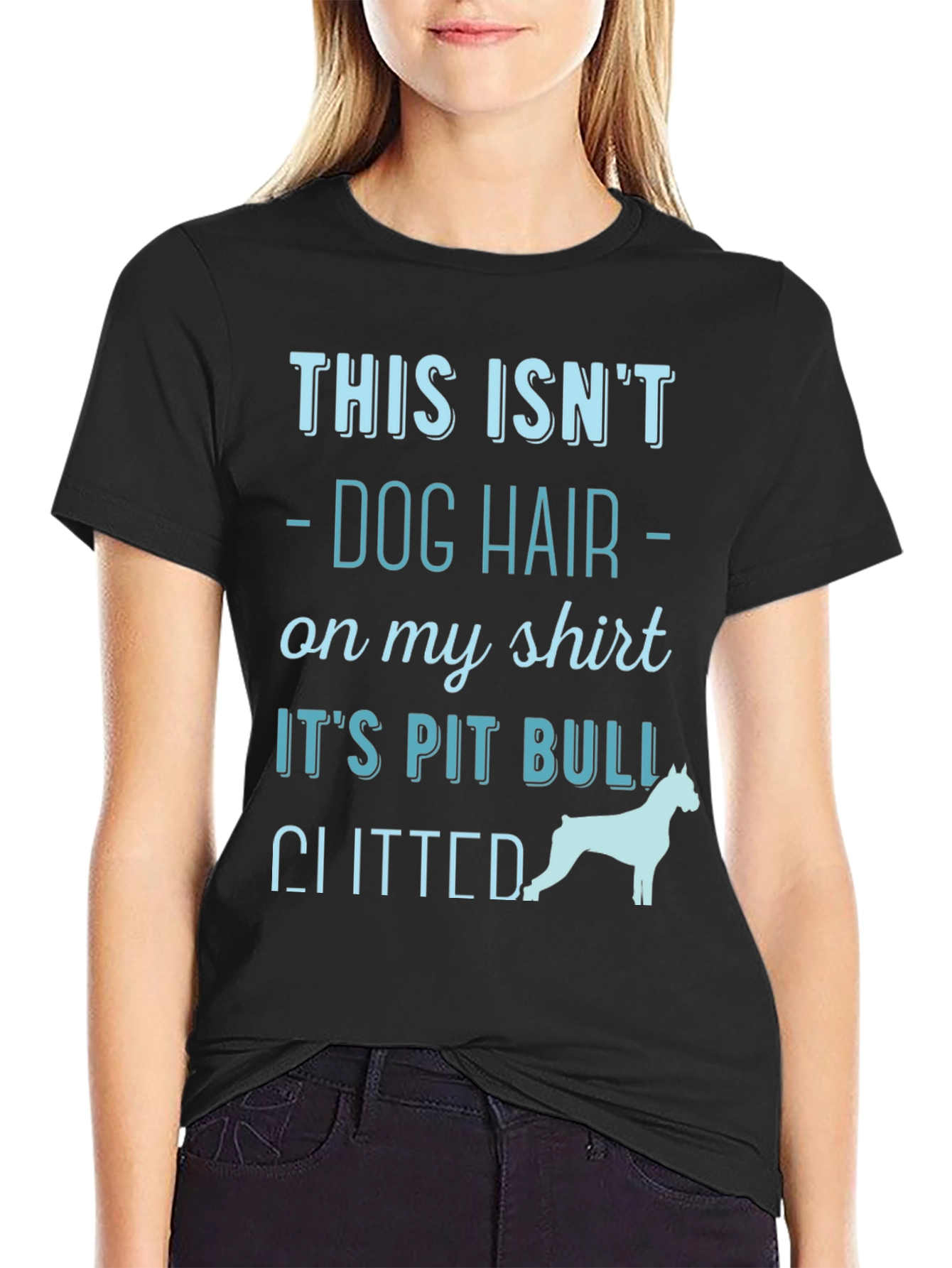 Black Pitbull Glitter T-Shirt - Dog Lover Tee view 2
