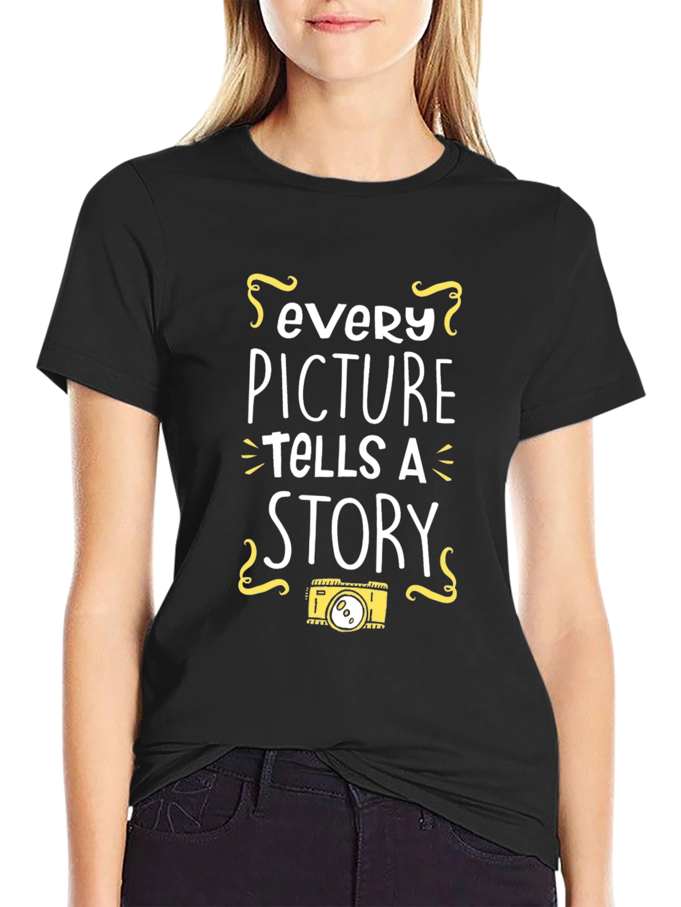 Black Every Picture Tells a Story Graphic Tee view 2