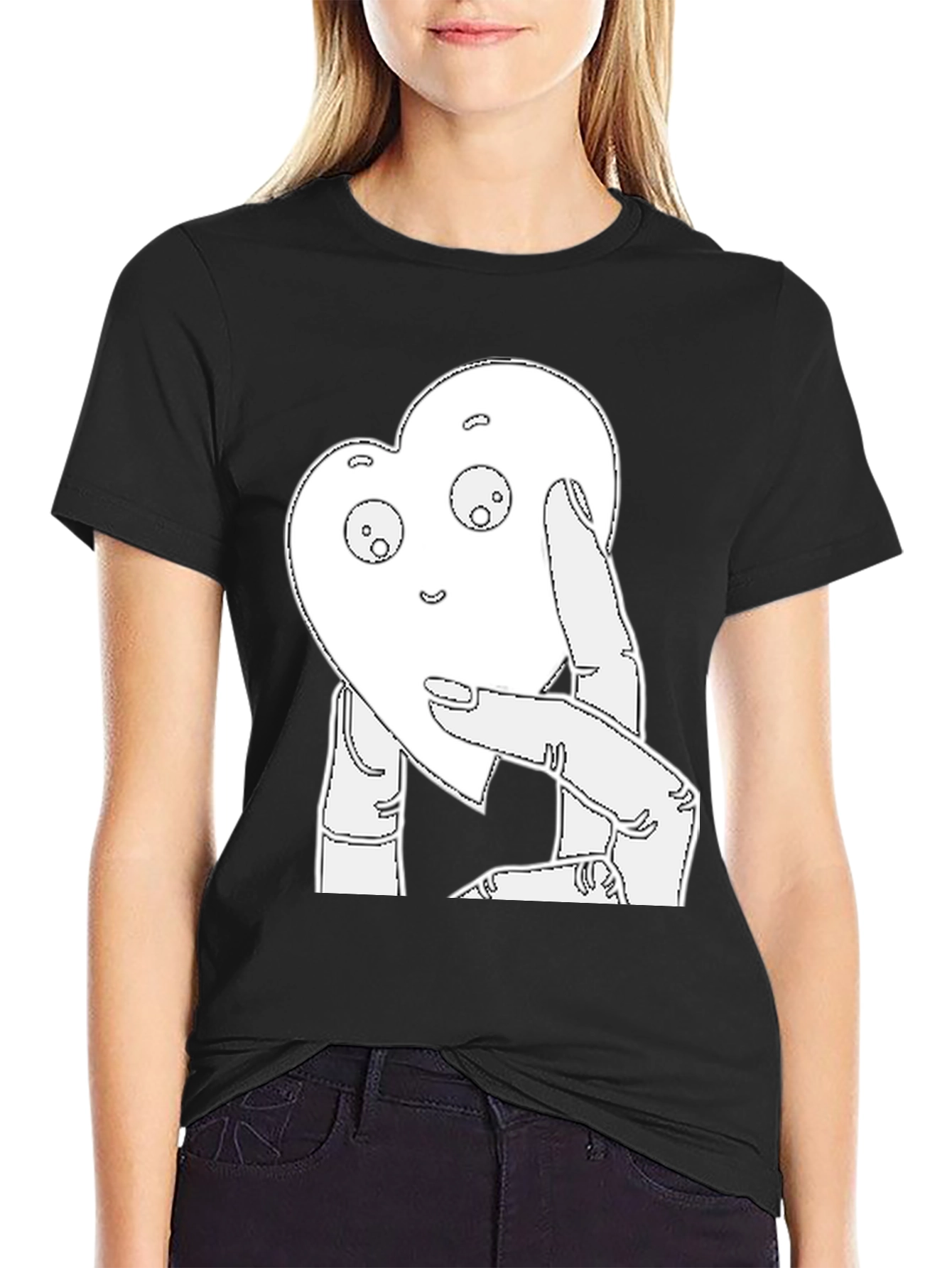 Black Heart-Shaped Friend Graphic Tee - Black view 2