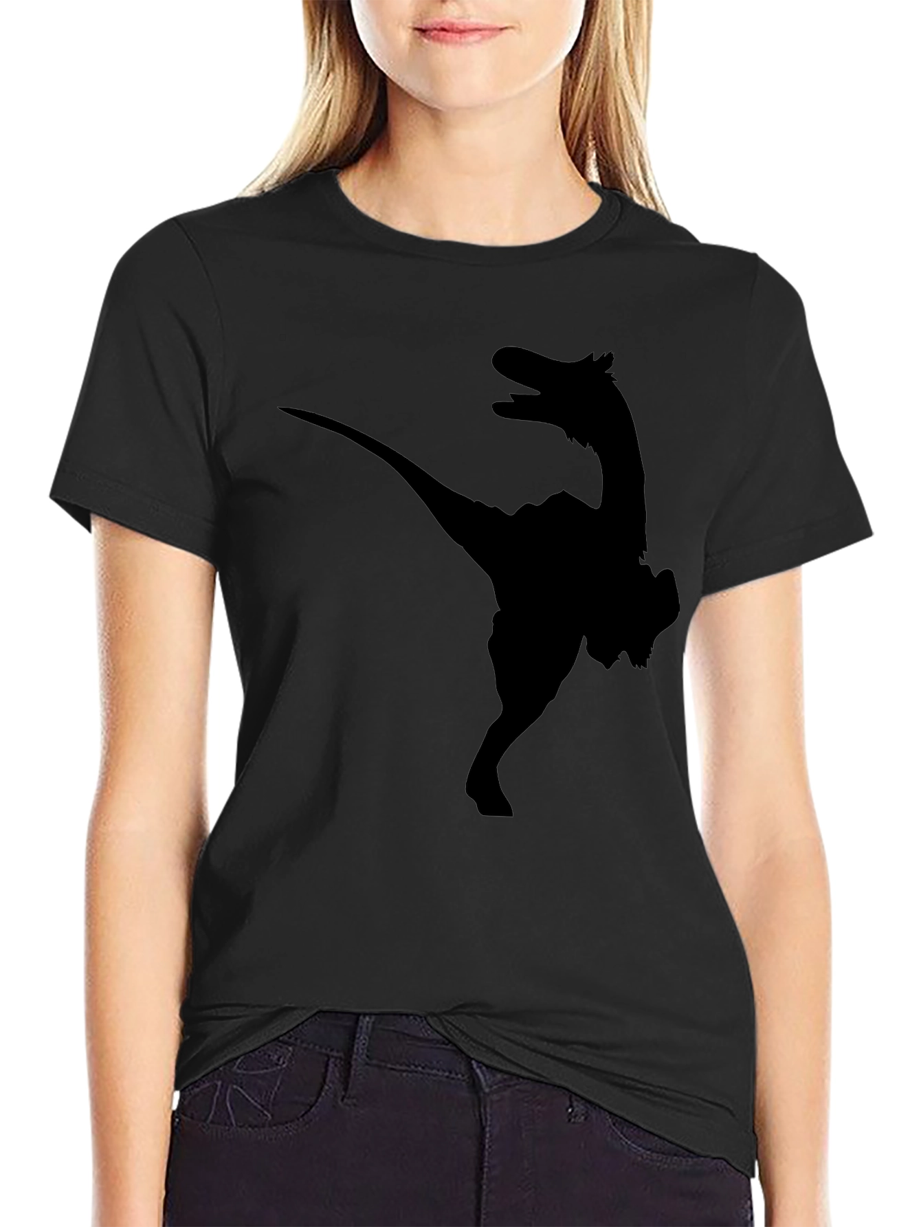 Black Dino Silhouette Black T-Shirt view 2