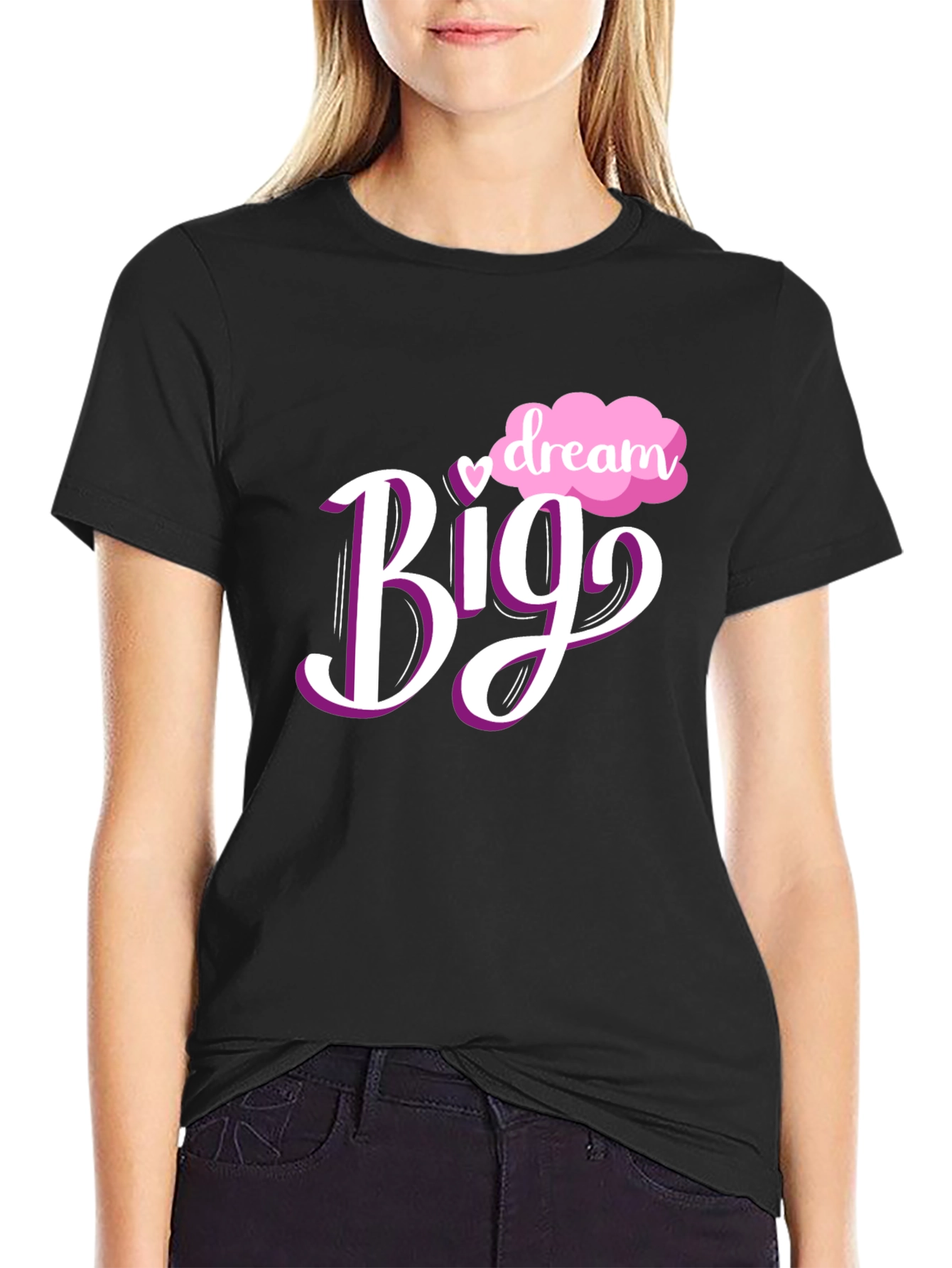 Black Dream Big Graphic Tee - Black Cotton Blend view 2