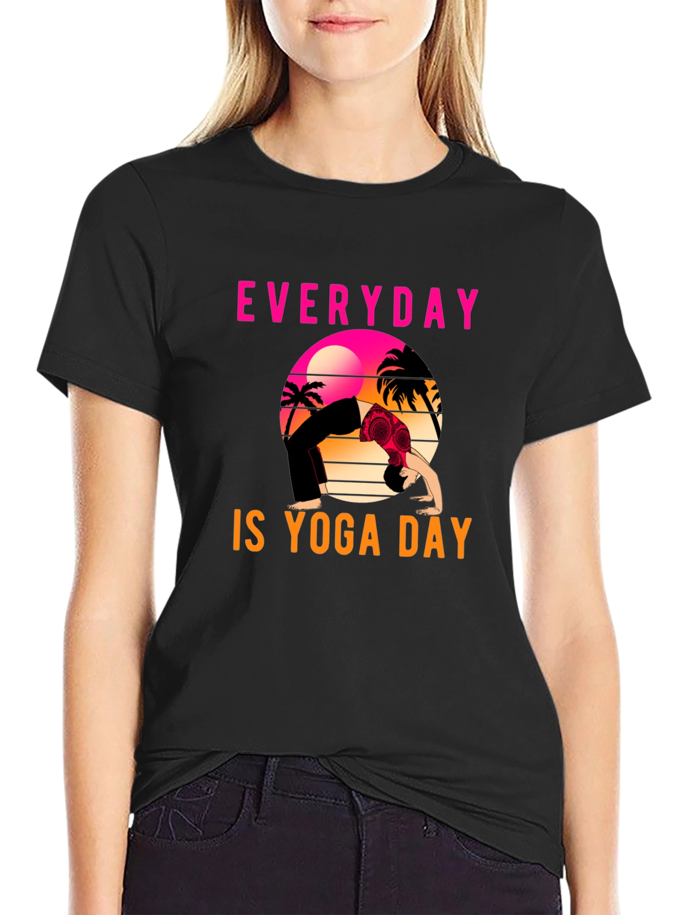 Black Everyday is Yoga Day Graphic Tee view 2