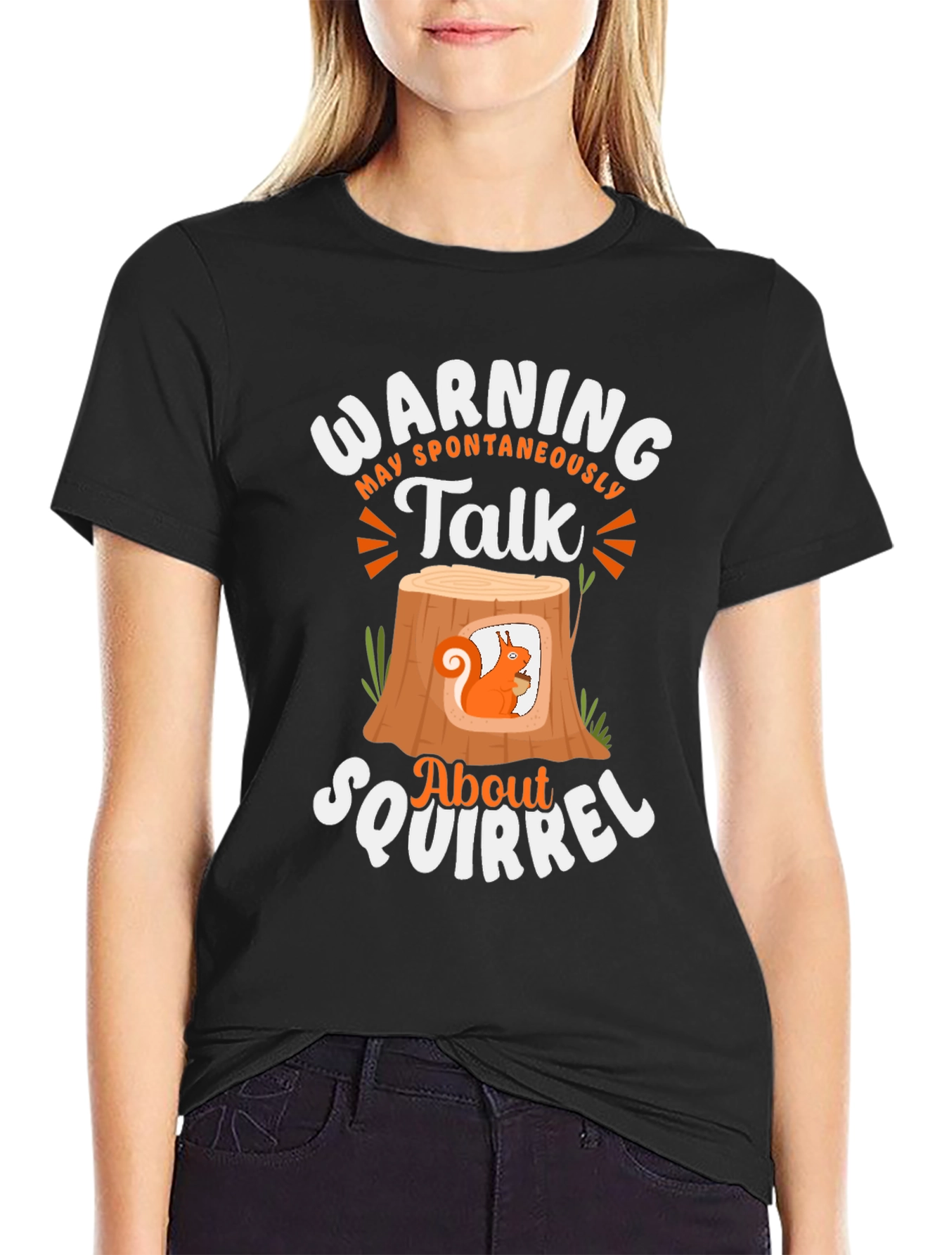 Black Warning Spontaneous Squirrel Talk T-Shirt view 2
