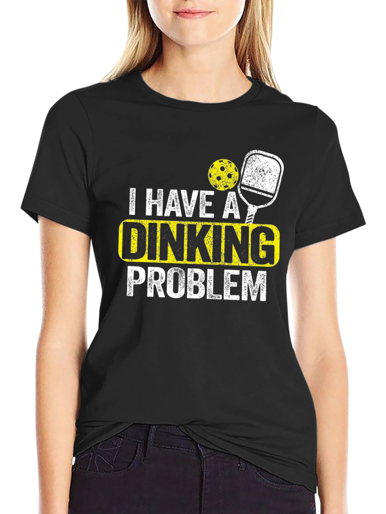 Black Dinking Problem Pickleball T-Shirt view 2