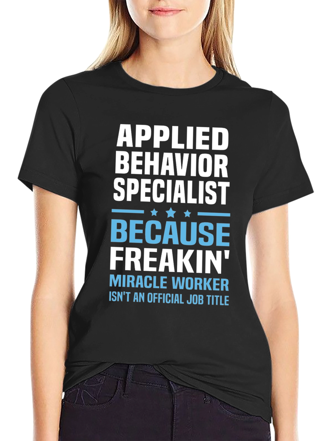 Black Applied Behavior Specialist Funny T-Shirt view 2