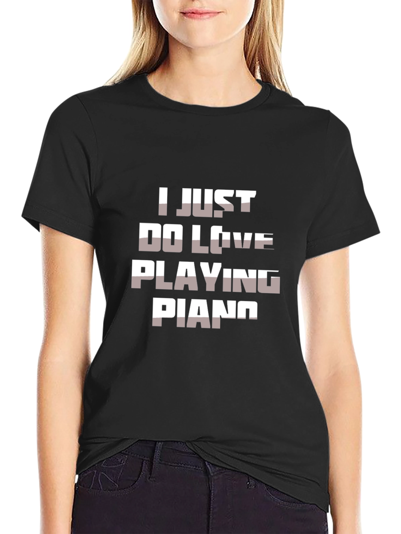 Black I Just Do Love Playing Piano T-Shirt view 2