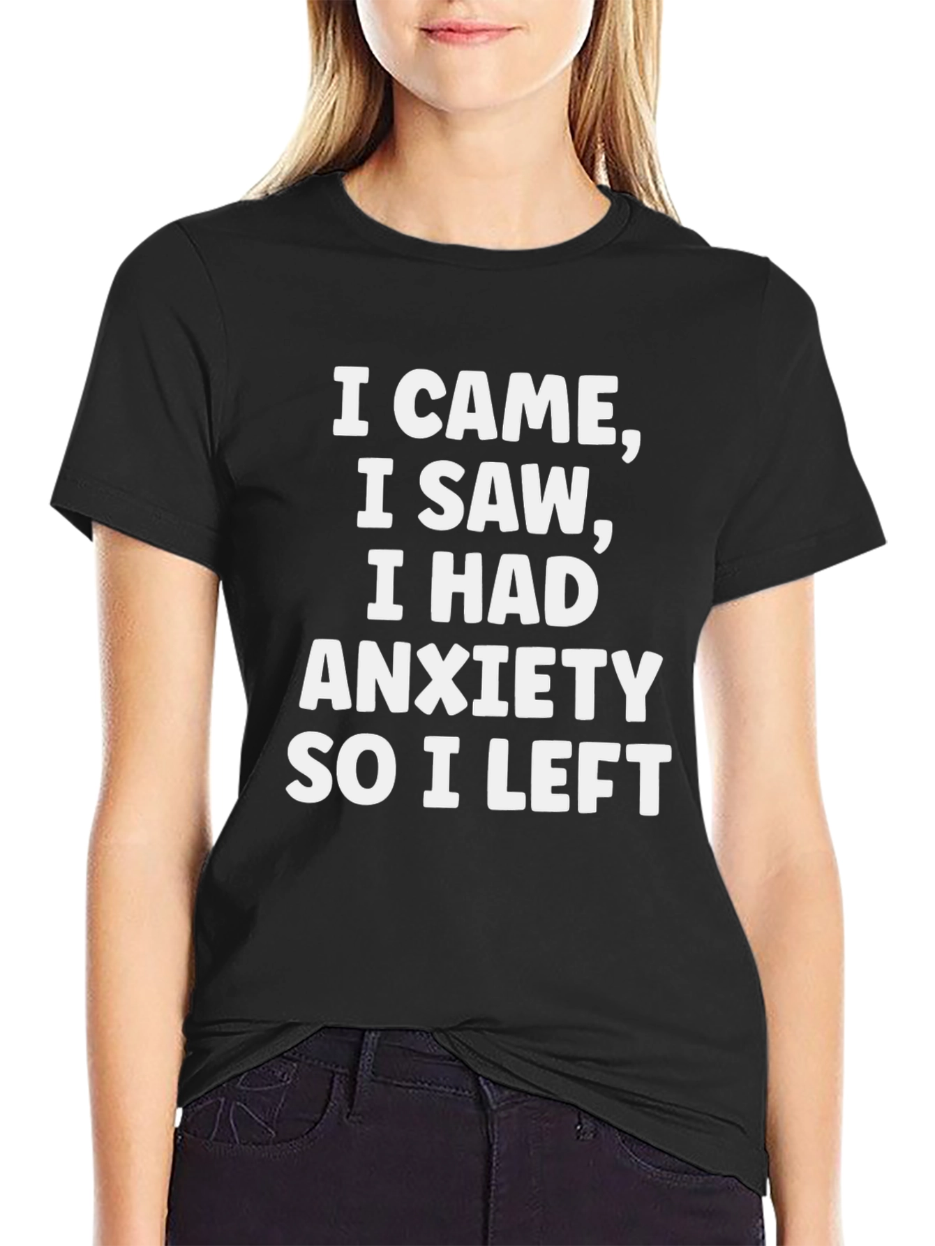 Black Anxiety Quote T-Shirt - Funny Slogan Tee view 2