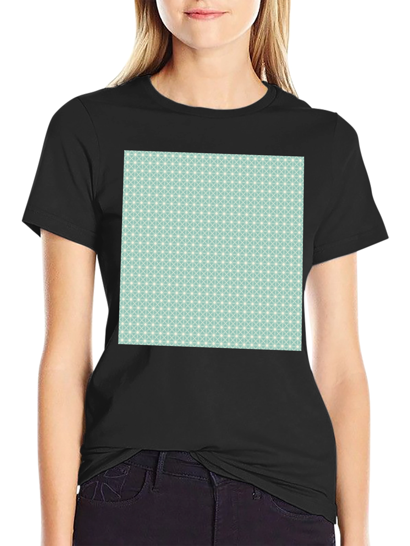 Black Modern Pattern Black T-Shirt view 2