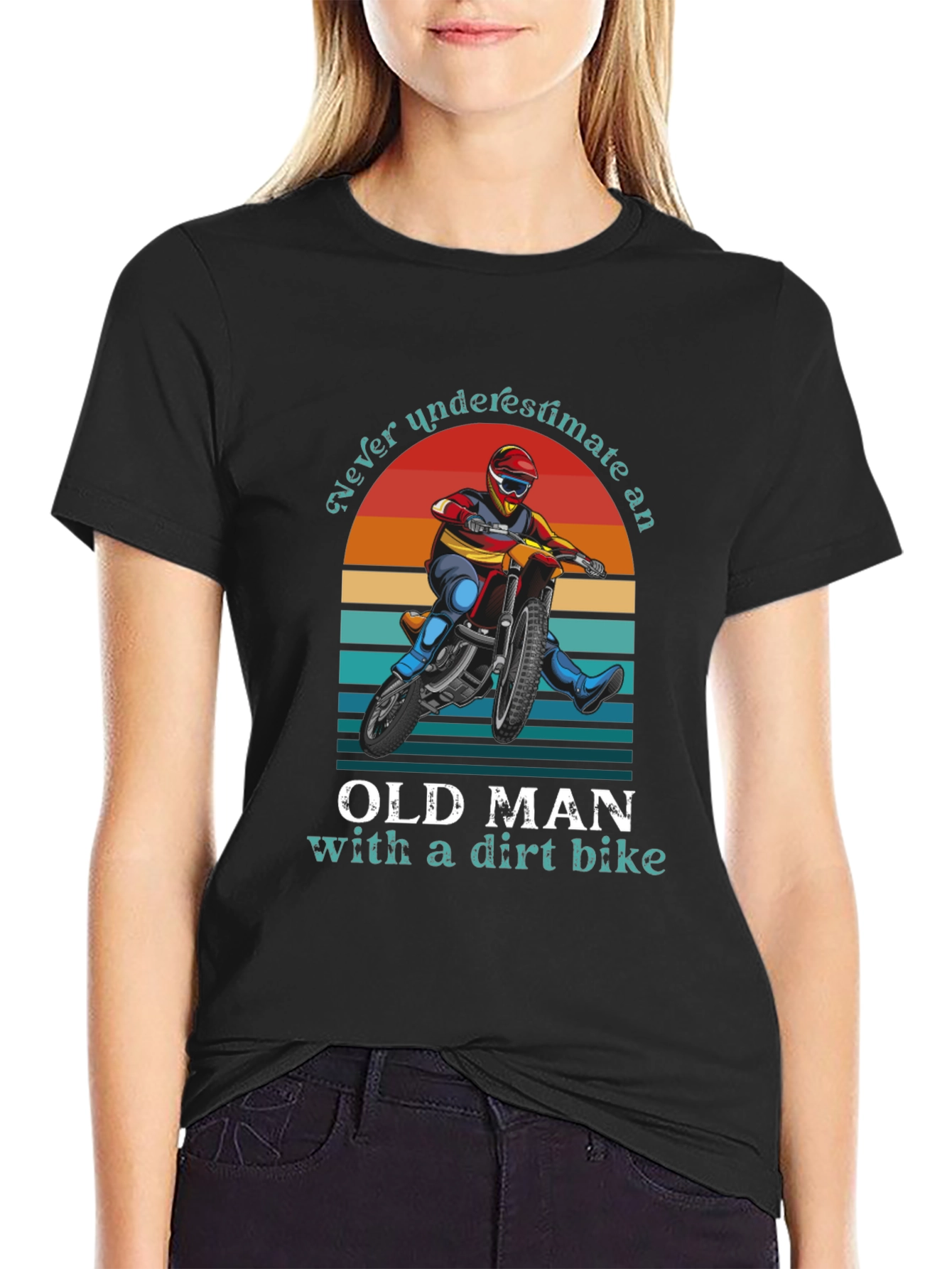 Black Old Man Dirt Bike Graphic Tee view 2