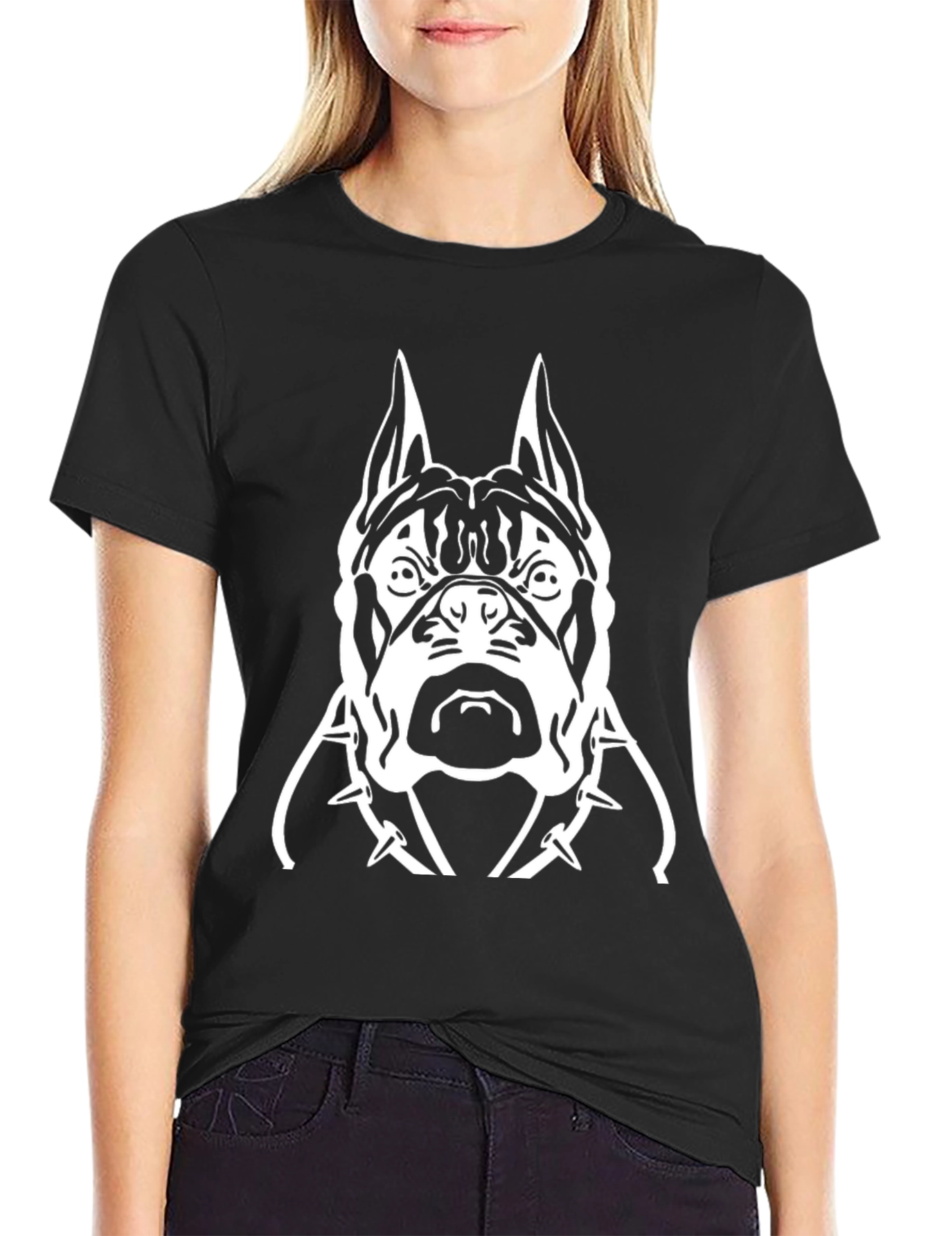 Black Black T-Shirt with Dog Graphic view 2