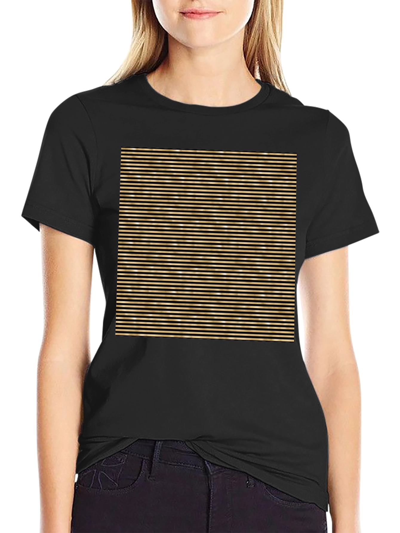Black Striped Graphic Tee - Black view 2